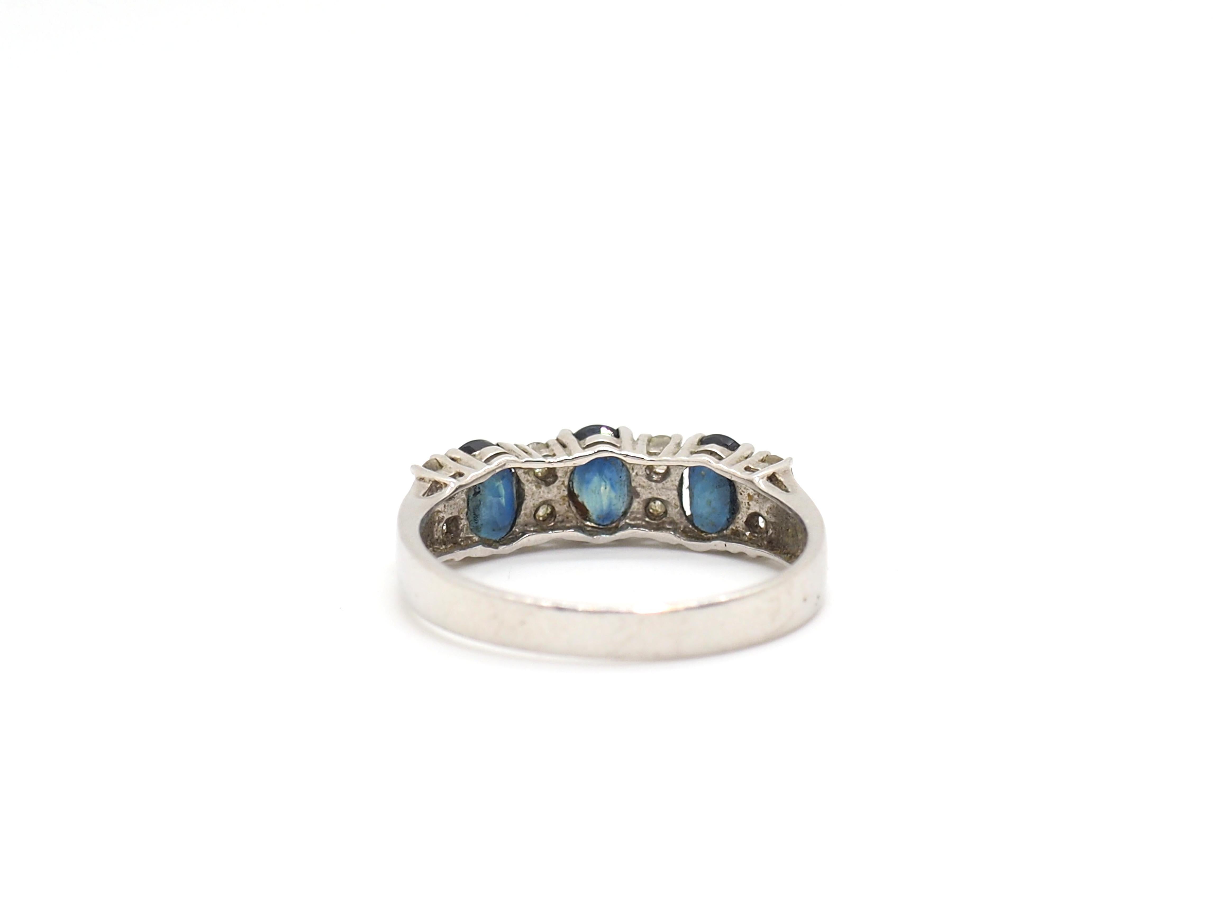 Art Deco Sapphire Diamond 18k White Gold Ring