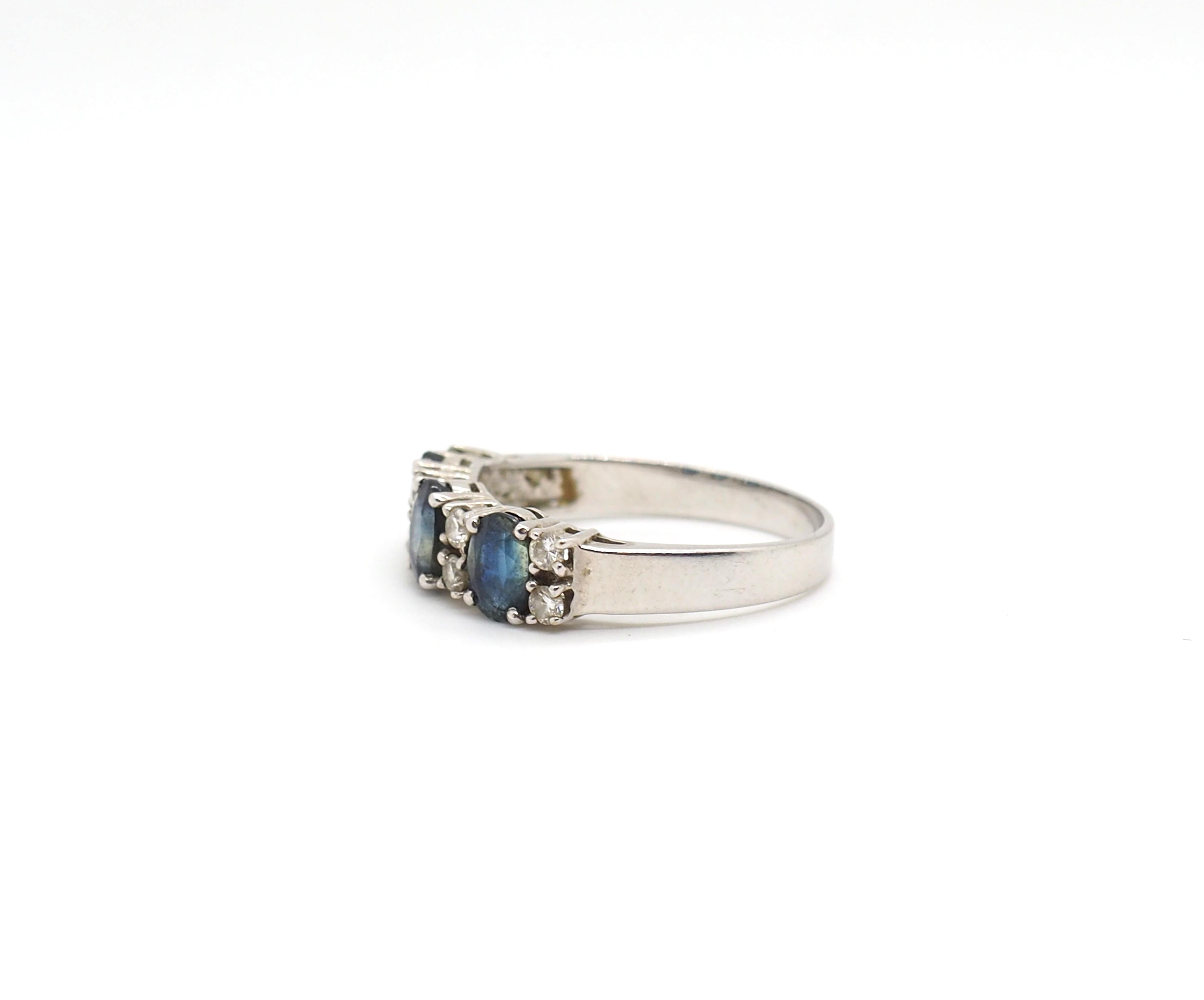 Women's Sapphire Diamond 18k White Gold Ring