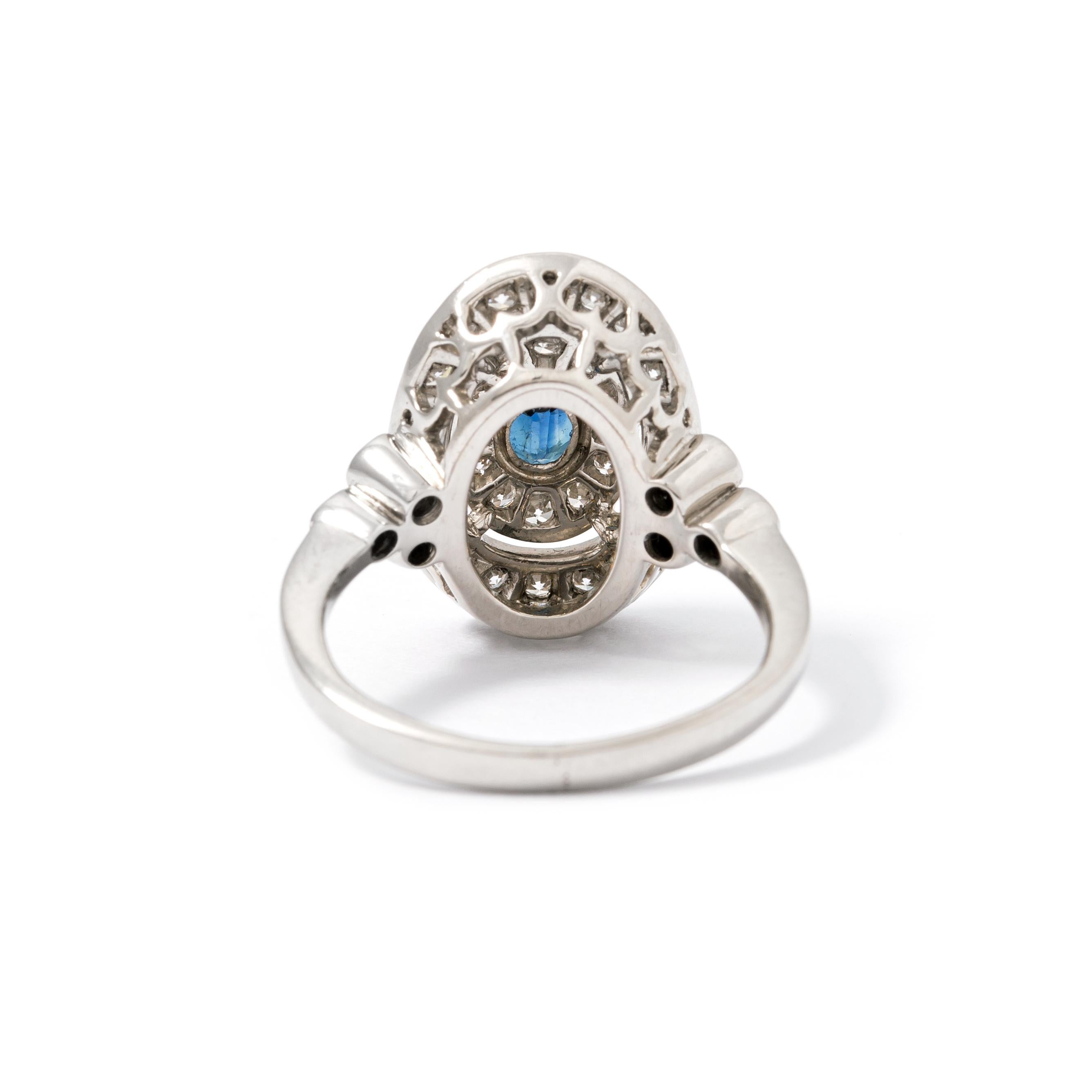 Sapphire Diamond 18K White gold Ring For Sale 1