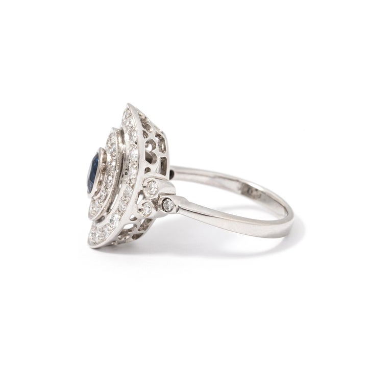 Sapphire Diamond 18K White gold Ring For Sale 2