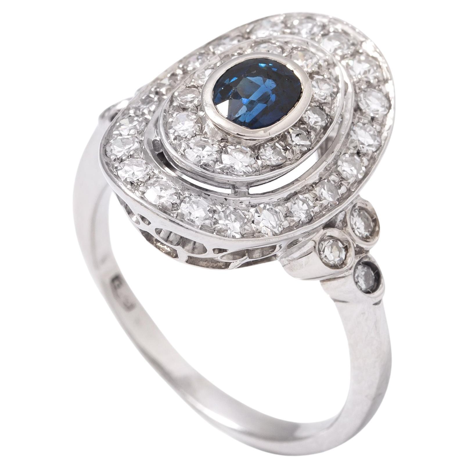 Sapphire Diamond 18K White gold Ring