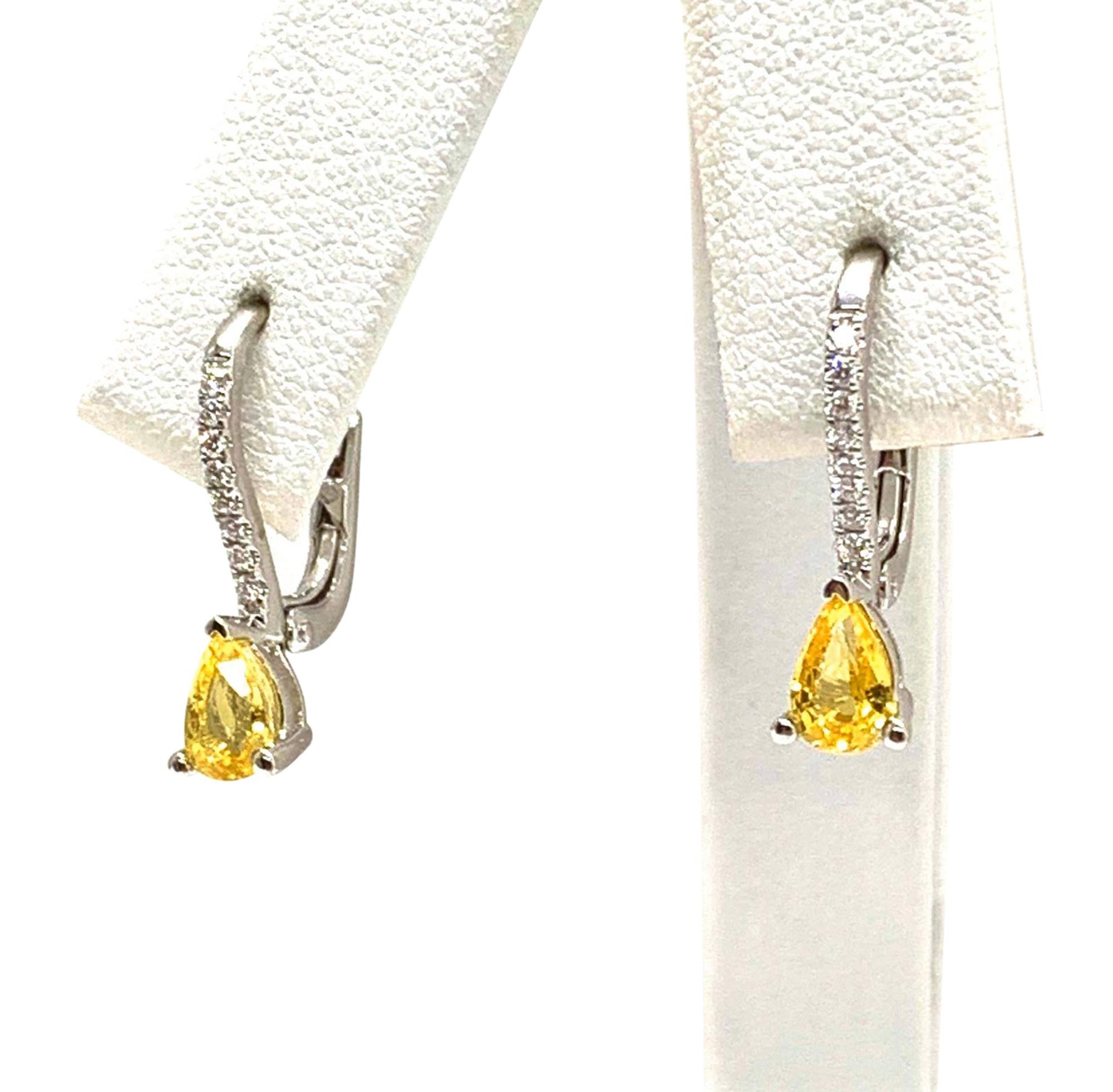 Sapphire Diamond 18 Karat White Gold Stud Earrings 0.75 TCW Certified 2