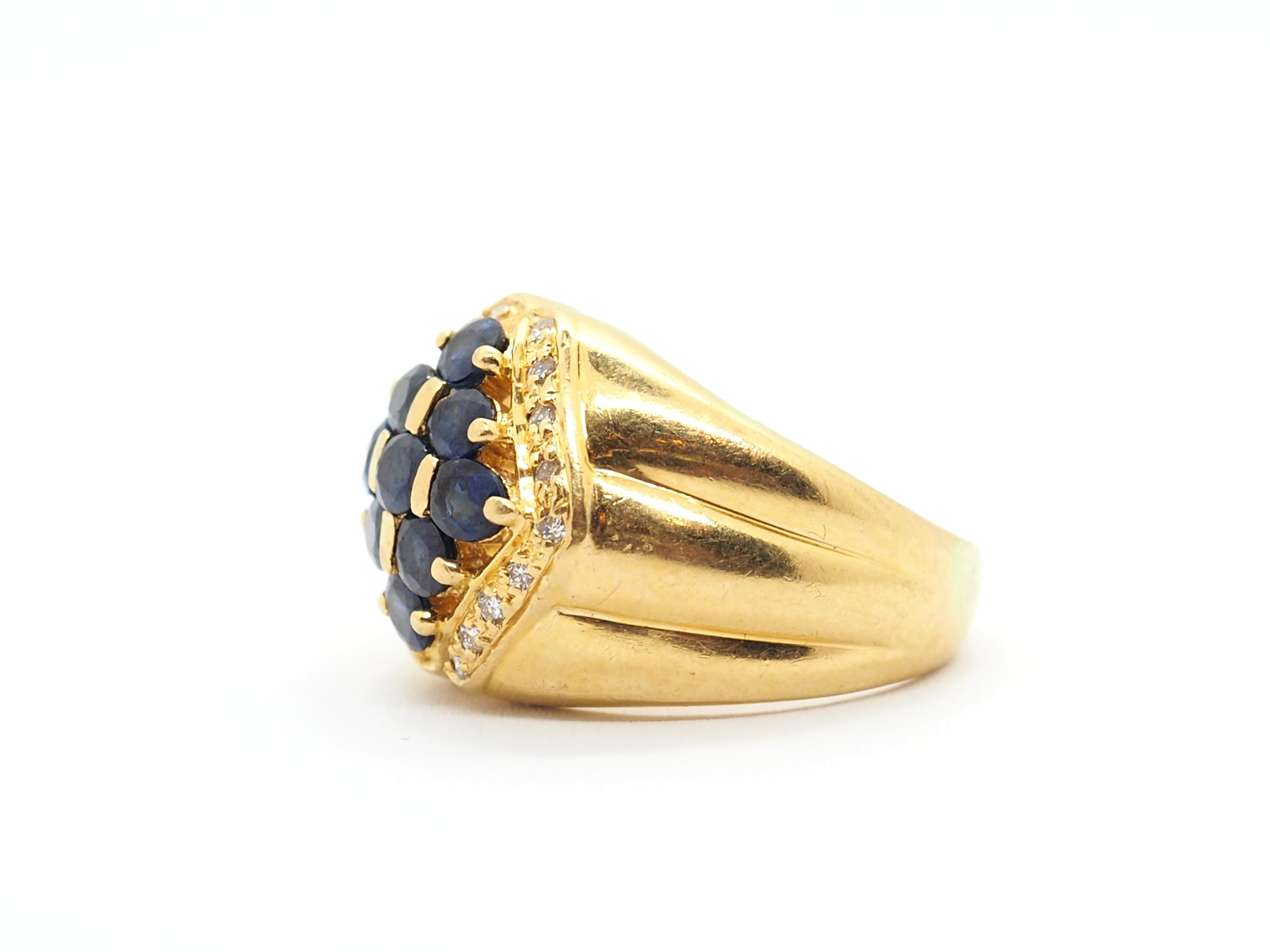 Brilliant Cut Sapphire Diamond 18k Yellow Gold Ring For Sale