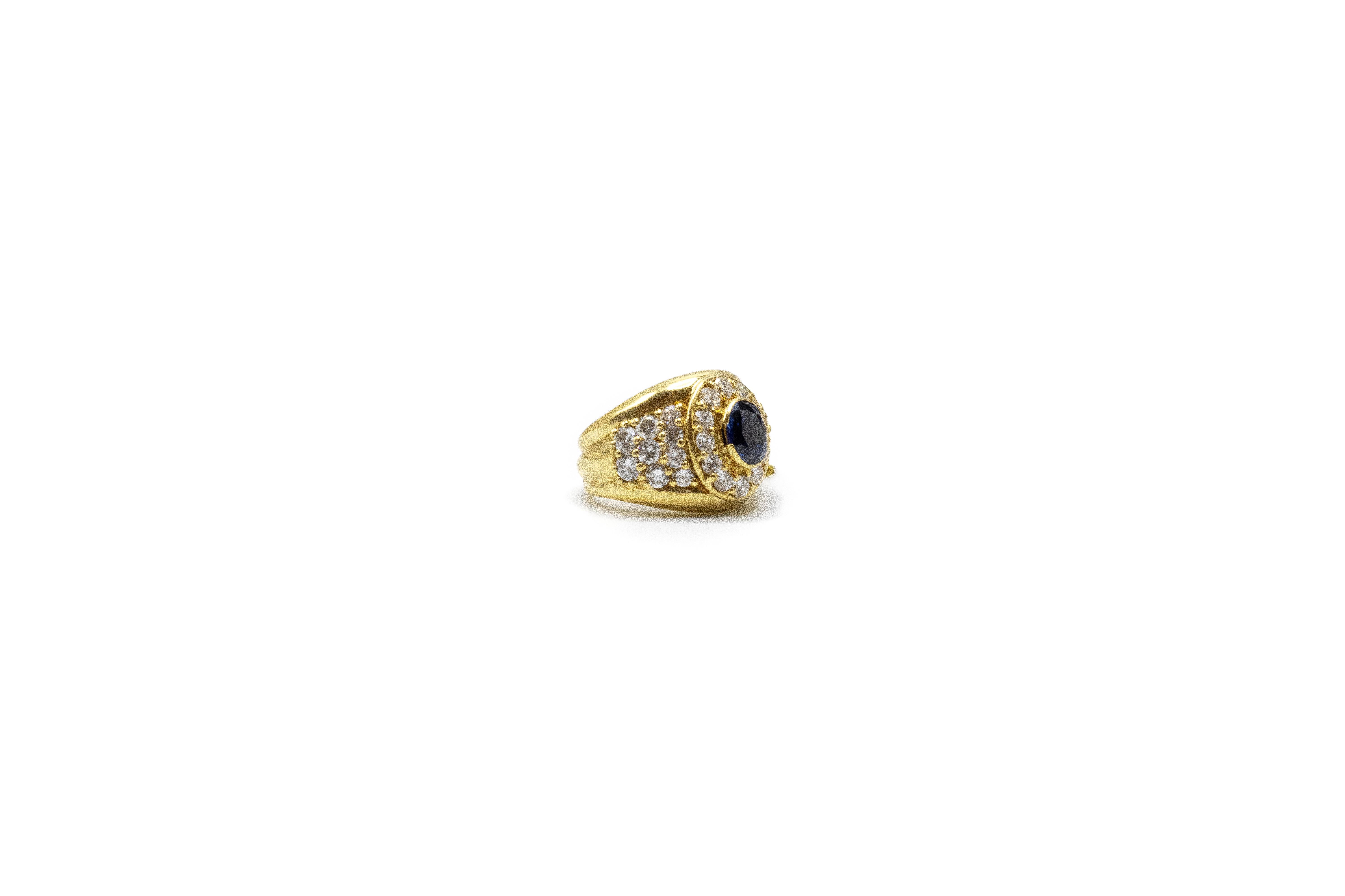 Ring mit Saphir und Diamant aus 18 Karat Gold für Damen oder Herren