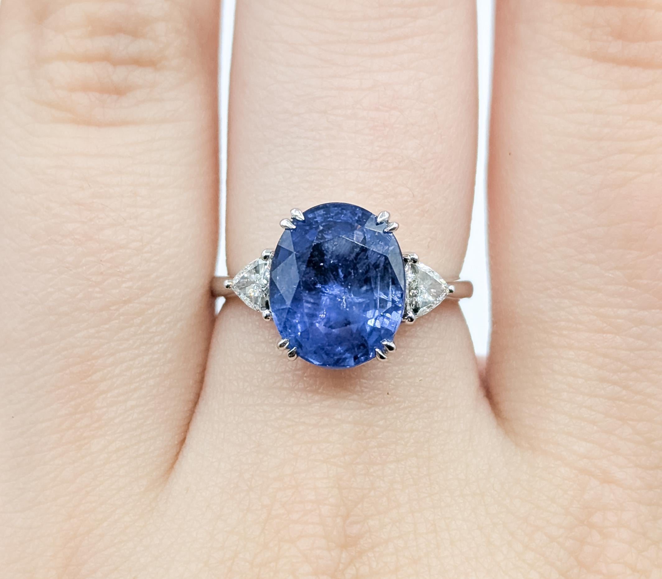 De las mujeres Anillo de 3 Piedras de Zafiro y Diamante en Oro Blanco de 18k en venta