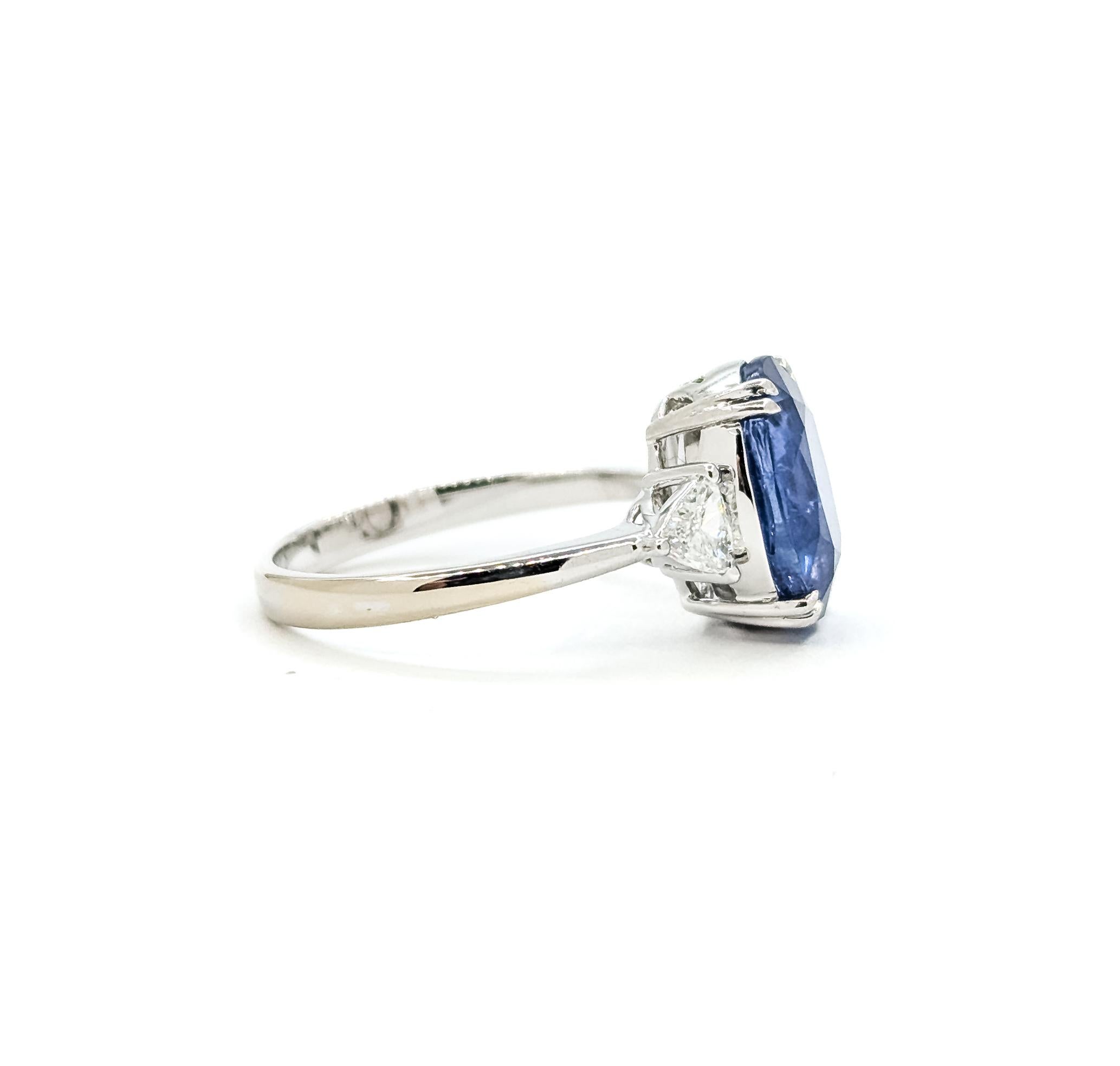 Anillo de 3 Piedras de Zafiro y Diamante en Oro Blanco de 18k en venta 1