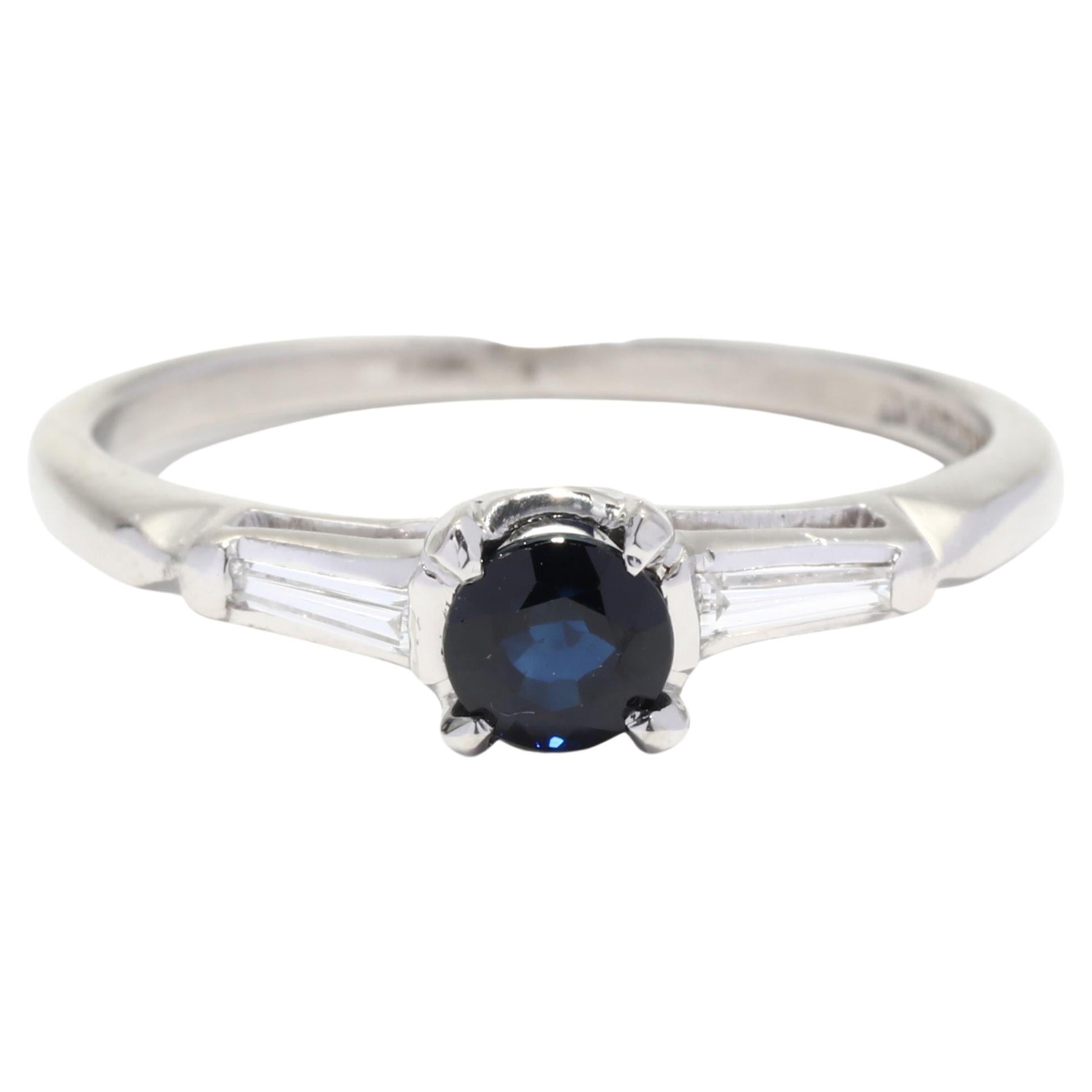 Sapphire Diamond .60ctw Engagement Ring, Platinum, Ring, Three Stone