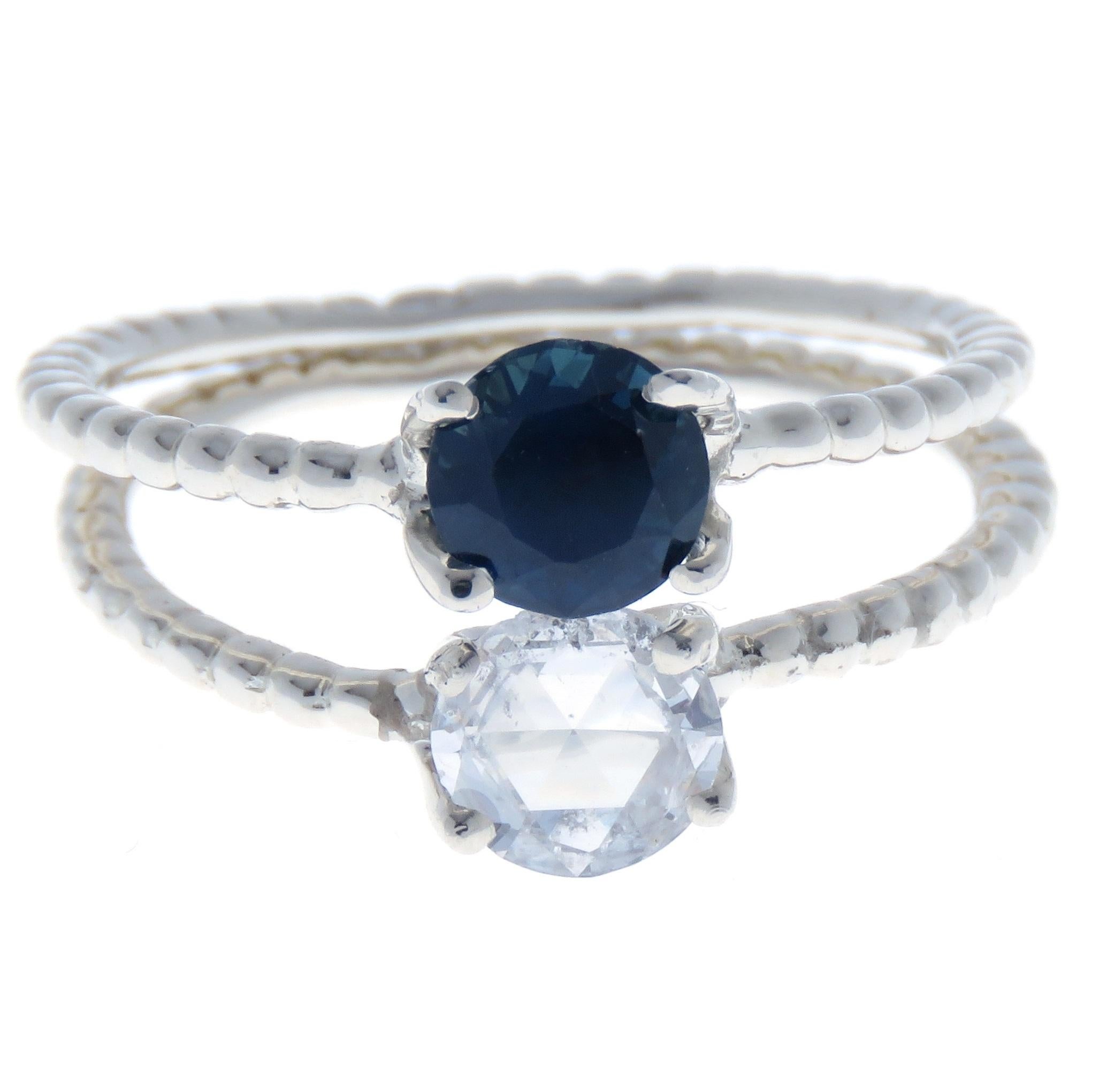 sapphire and diamond stackable ring