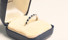 Sapphire and Diamond Band. Alternate Round French Eternity Wedding Band Platinum