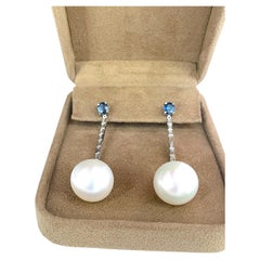 Used Sapphire Diamond and Pearl Drop Earring A. Clunn