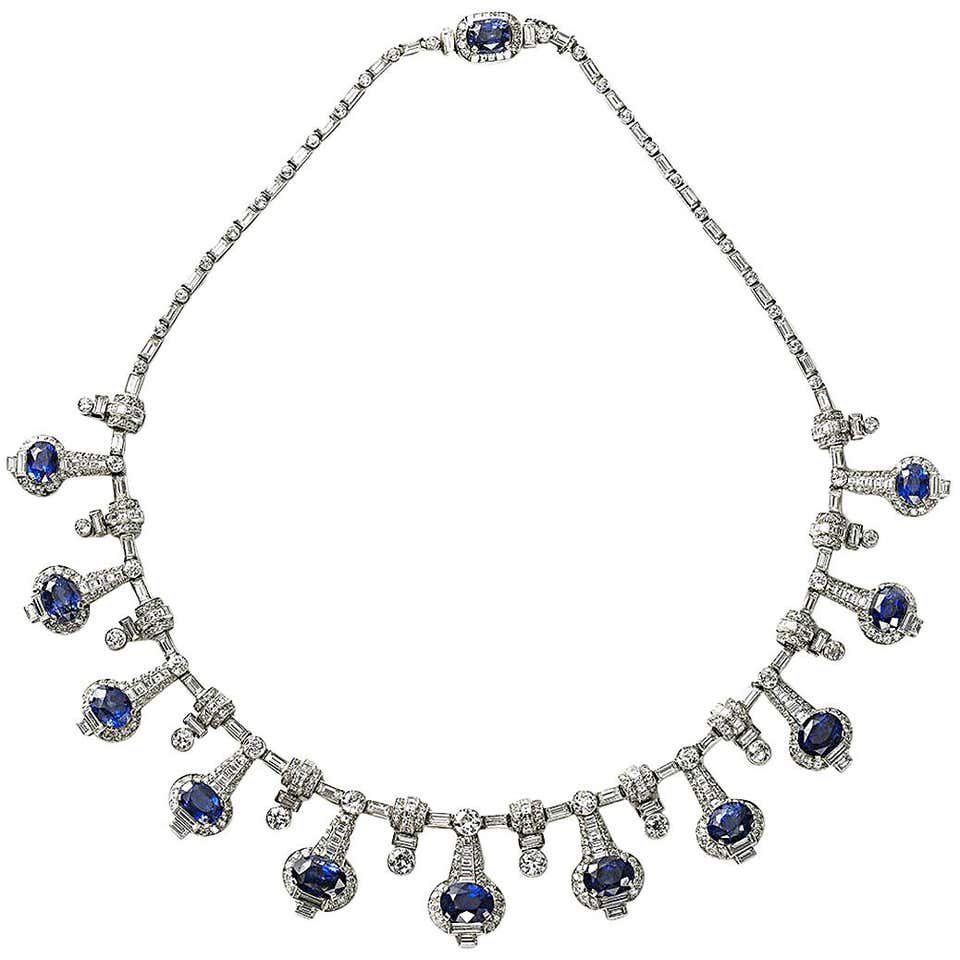 HARRY WINSTON Magnificent Diamond and Sapphire Fringe Necklace at 1stDibs