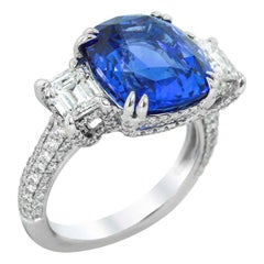 Sapphire Diamond and Platinum Ring