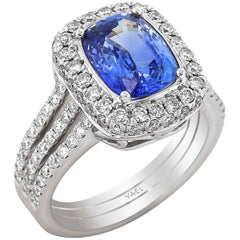 Sapphire Diamond and White Gold Ring