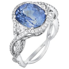 Sapphire Diamond and White Gold Ring