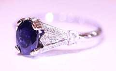 Sapphire Diamond Antique Design Engagement or Right Hand Ring Filigree Engraving