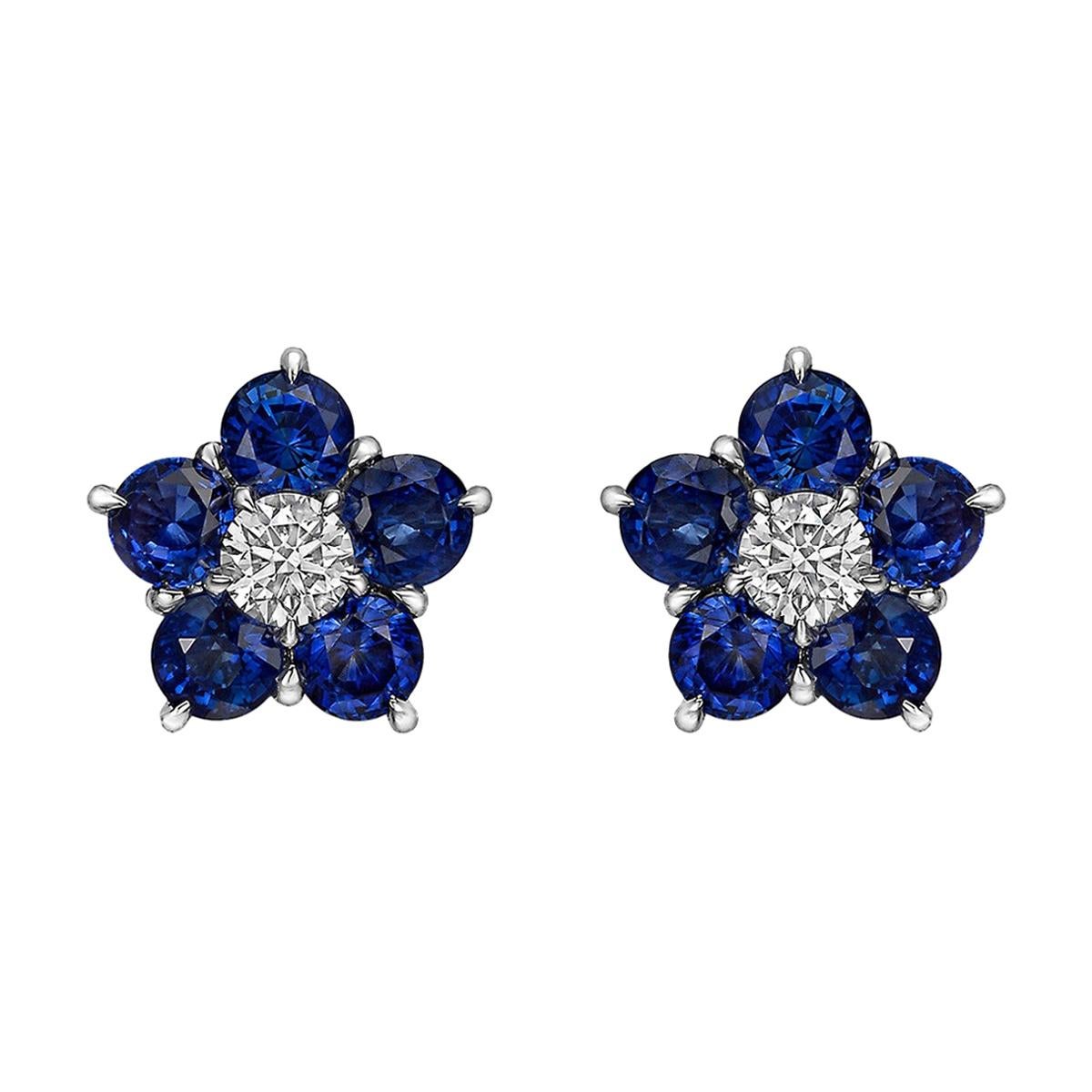 Sapphire & Diamond "Astra" Cluster Earrings For Sale