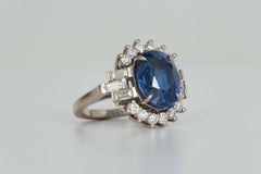 Sapphire Diamond Baguette Art Deco Style Ring with Jacket