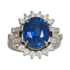 Saphir-Diamant-Baguette-Ring im Art-déco-Stil mit Jacke