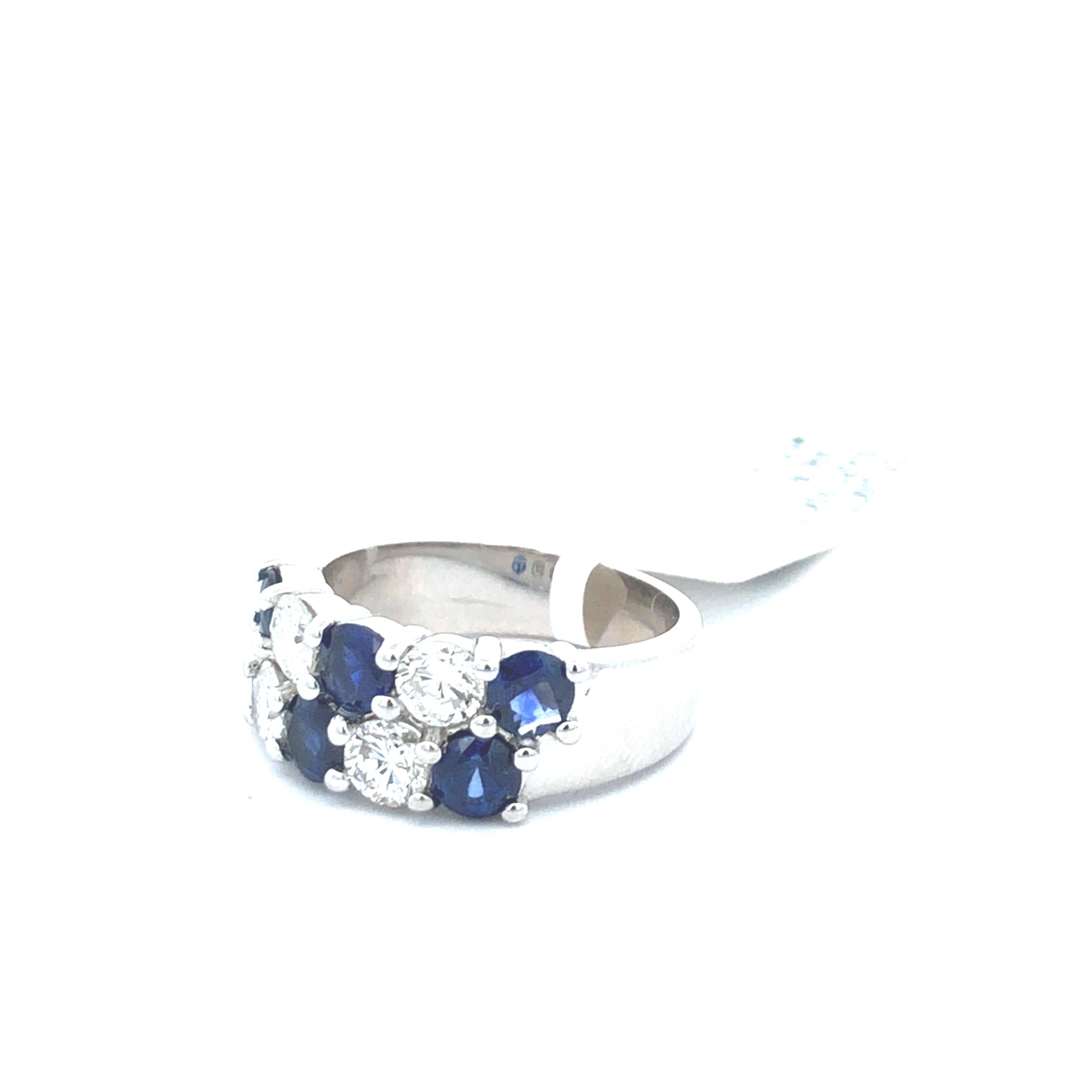 Saphir & Diamant Band D1.26ct S1.93ct 14kwg mit Saphir (Moderne) im Angebot