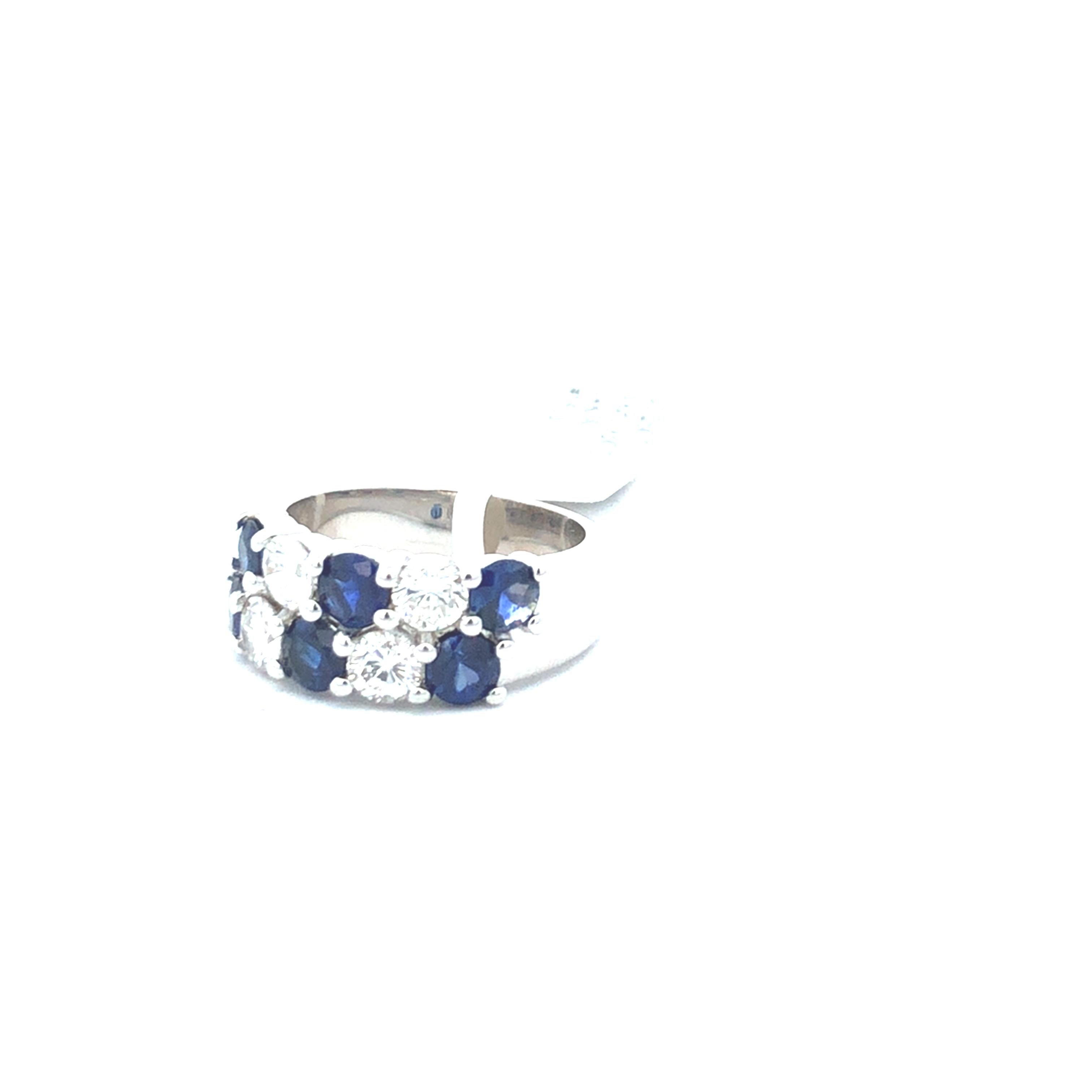 Saphir & Diamant Band D1.26ct S1.93ct 14kwg mit Saphir (Rundschliff) im Angebot