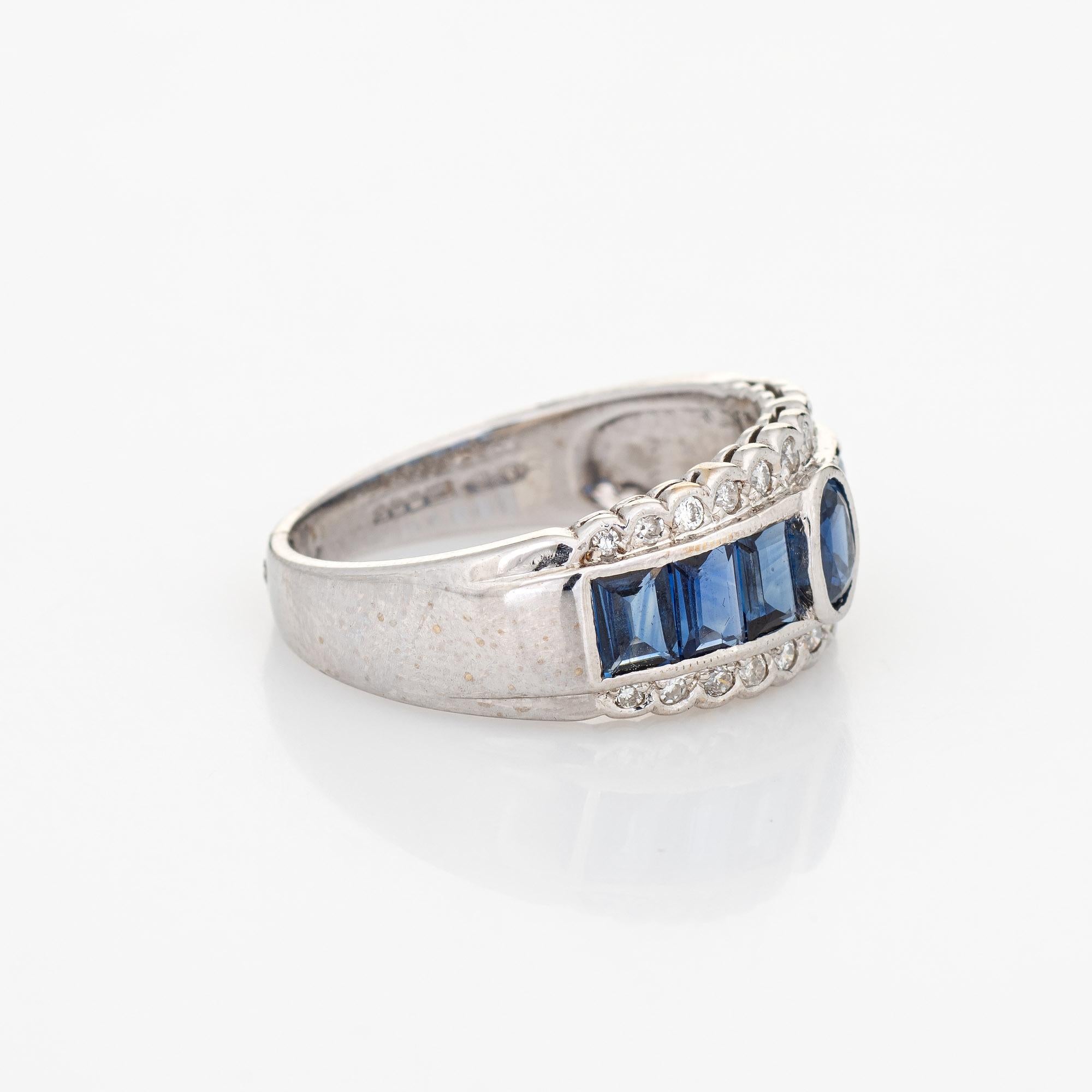 Saphir-Diamant-Ring Estate 18k Weißgold feiner Schmuck-Hochzeitsring mit Saphir (Moderne)