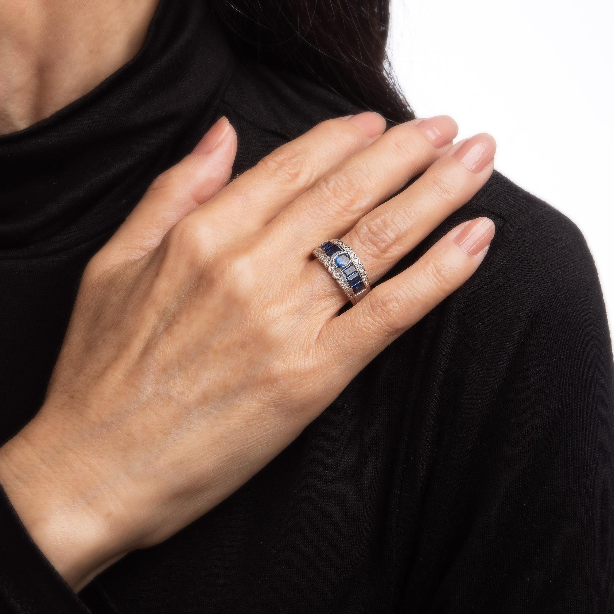 Saphir-Diamant-Ring Estate 18k Weißgold feiner Schmuck-Hochzeitsring mit Saphir Damen
