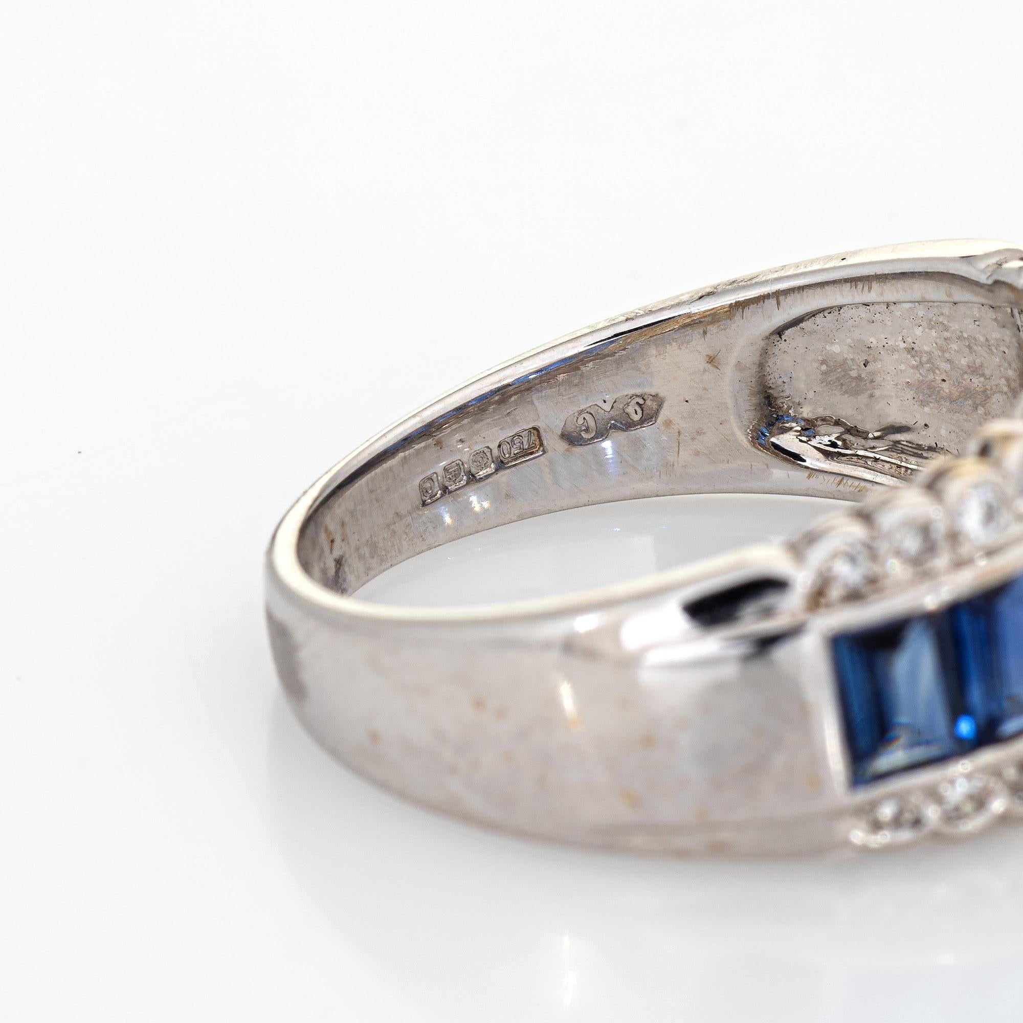 Saphir-Diamant-Ring Estate 18k Weißgold feiner Schmuck-Hochzeitsring mit Saphir 1