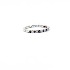 Sapphire & Diamond Band Ring in 14k White Gold