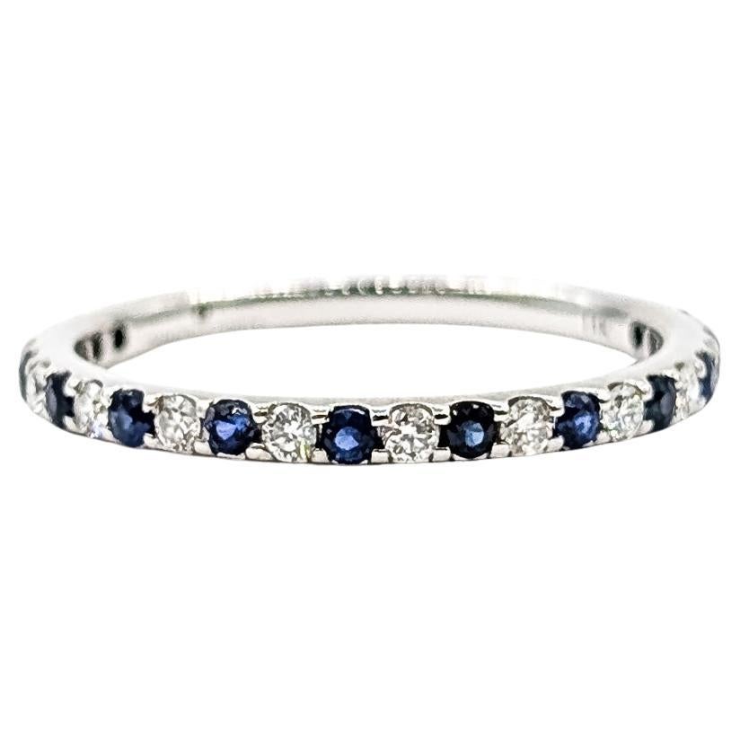 Sapphire 
Diamond Band Ring in 14k White Gold en vente