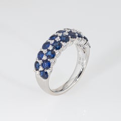 Sapphire Diamond Band Sz 6.25 Estate 18k White Gold Gemstone Ring Stacking