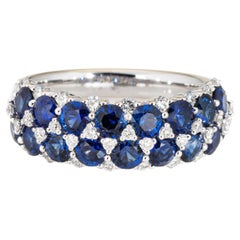 Sapphire Diamond Band Sz 6.25 Estate 18k White Gold Gemstone Ring Stacking