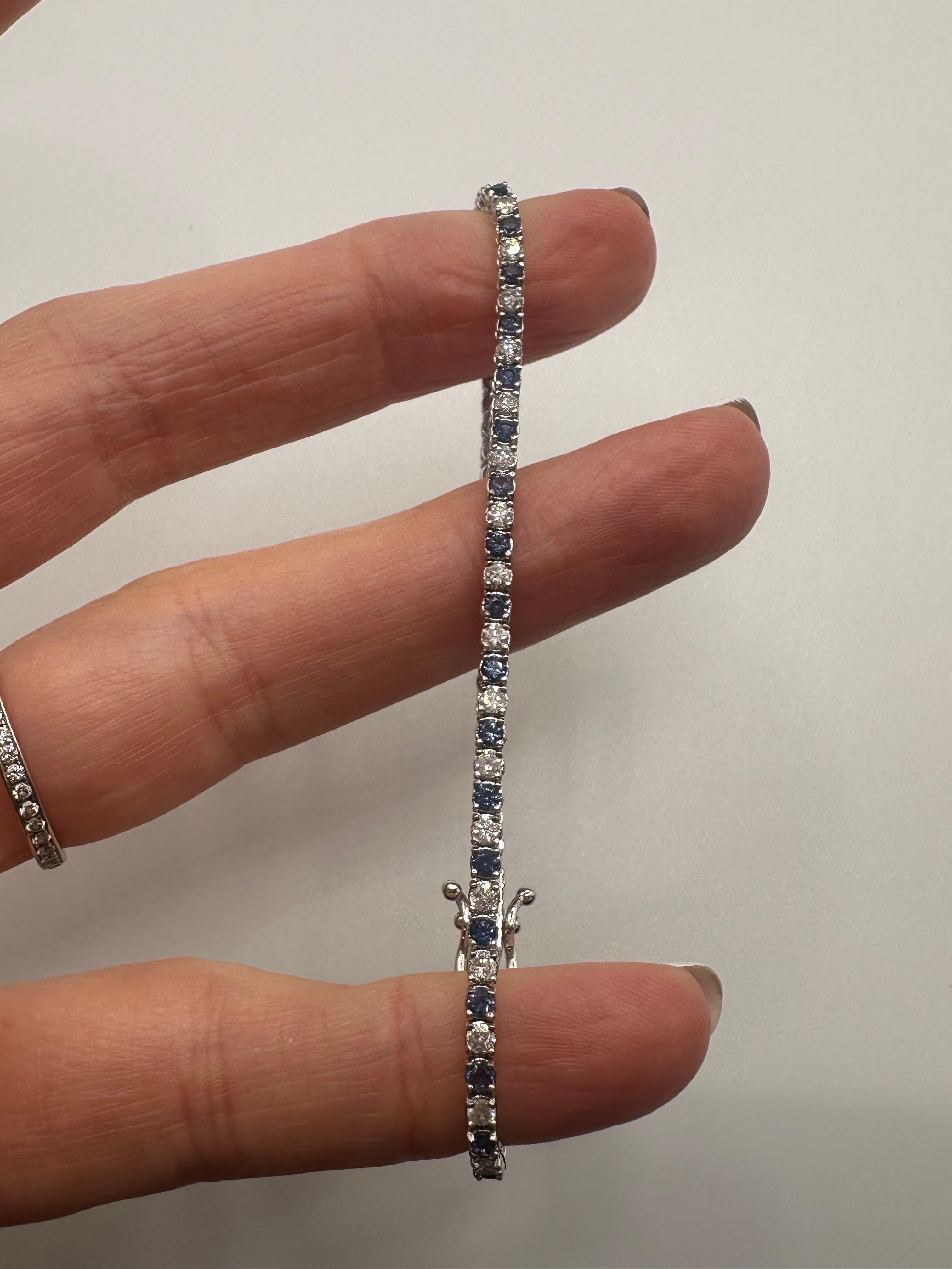 Bracelet saphir diamant Bracelet tennis en or 14KT 3ct 7