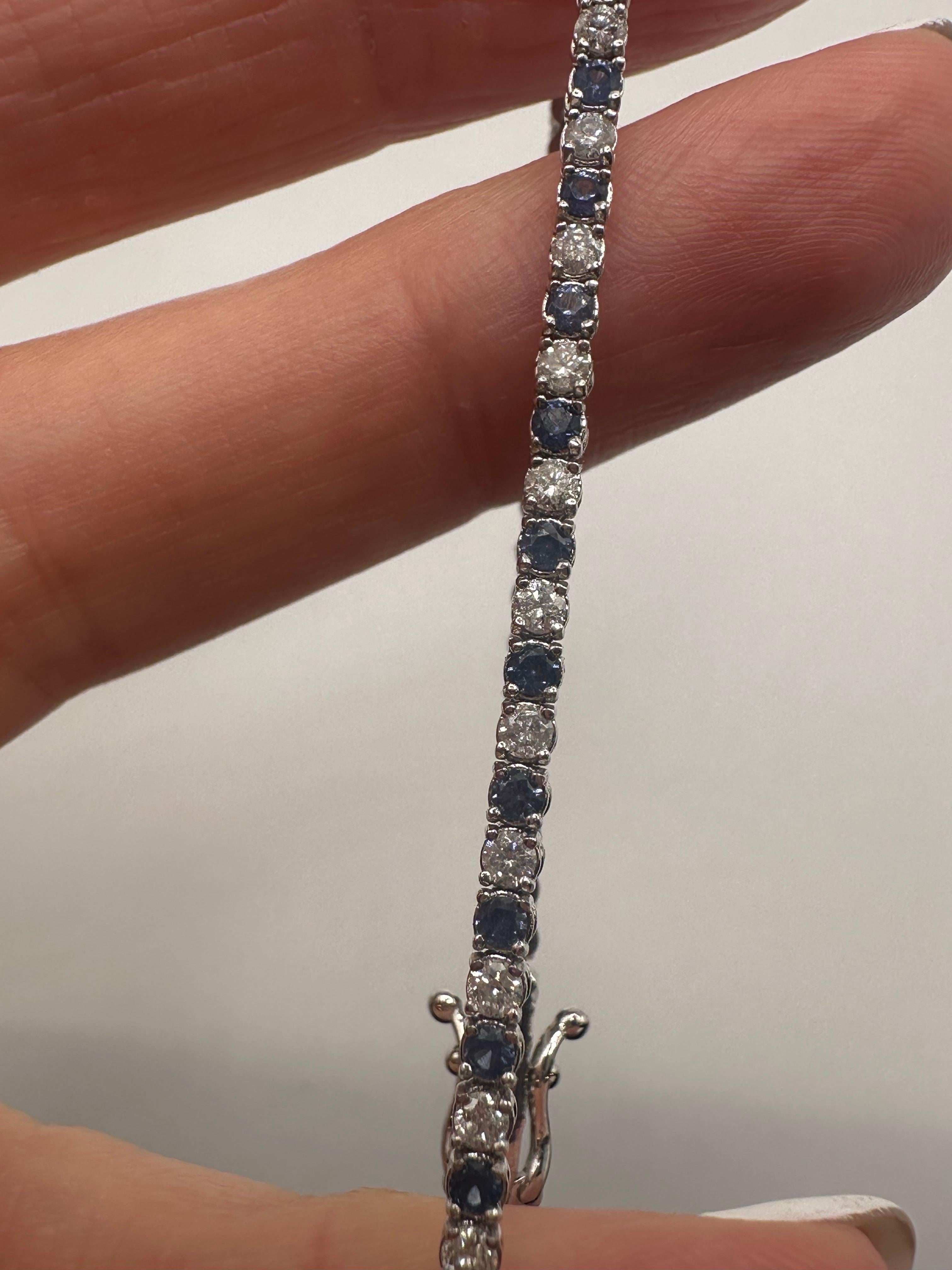 Bracelet saphir diamant Bracelet tennis en or 14KT 3ct 7