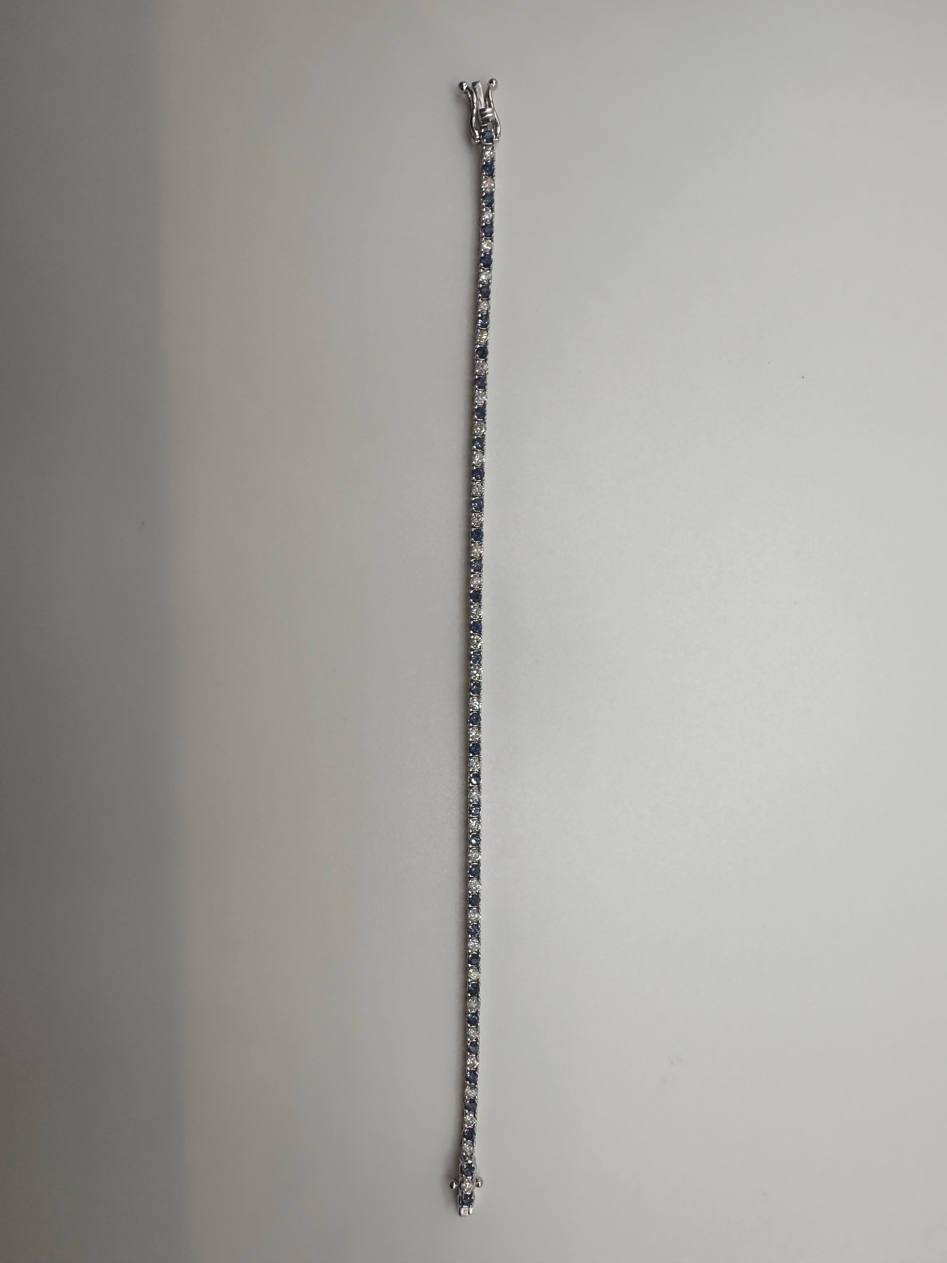 Bracelet saphir diamant Bracelet tennis en or 14KT 3ct 7