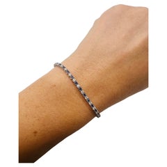 Sapphire Diamond bracelet 14KT gold tennis bracelet 3ct 7" long