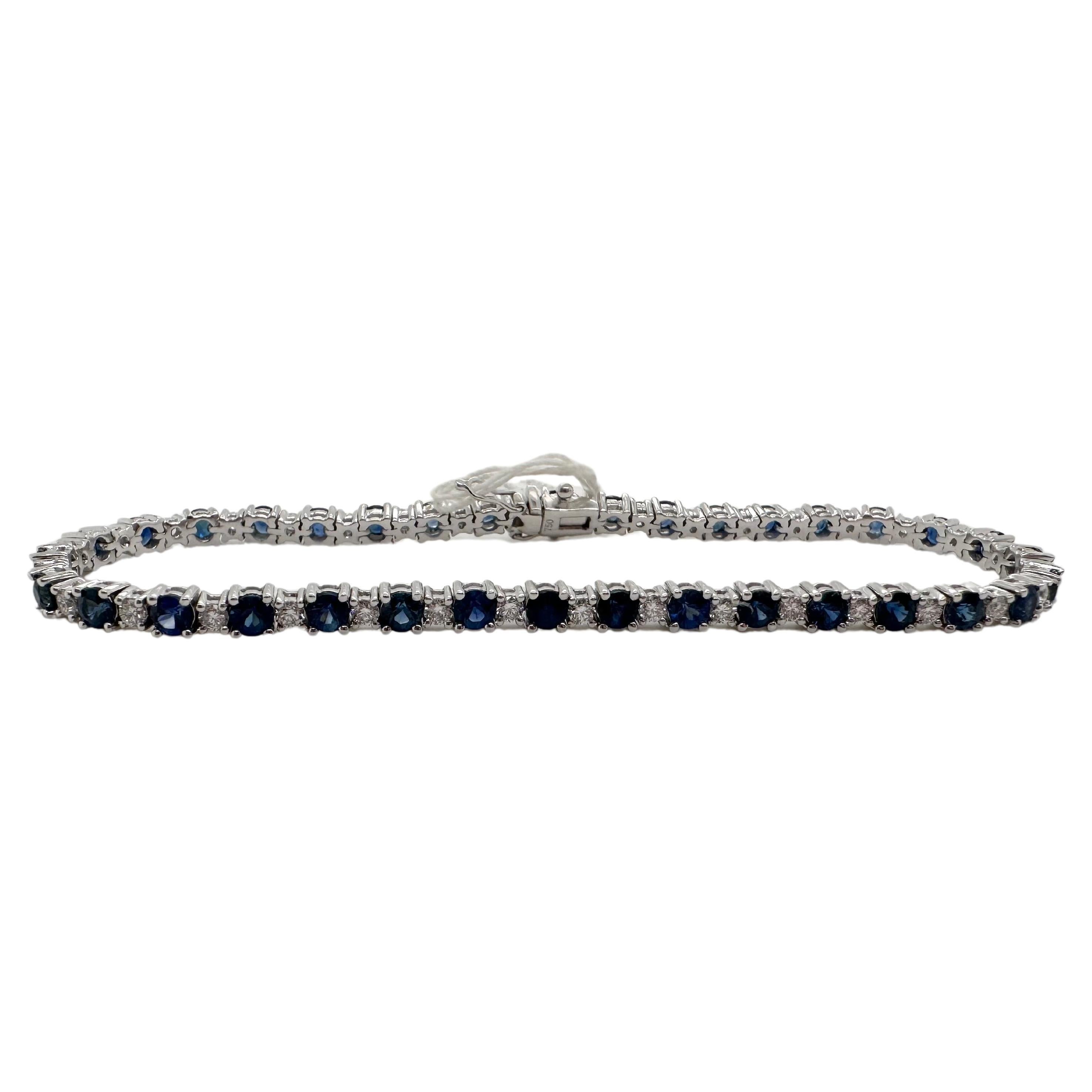 Sapphire & Diamond bracelet 18KT gold tennis bracelet For Sale