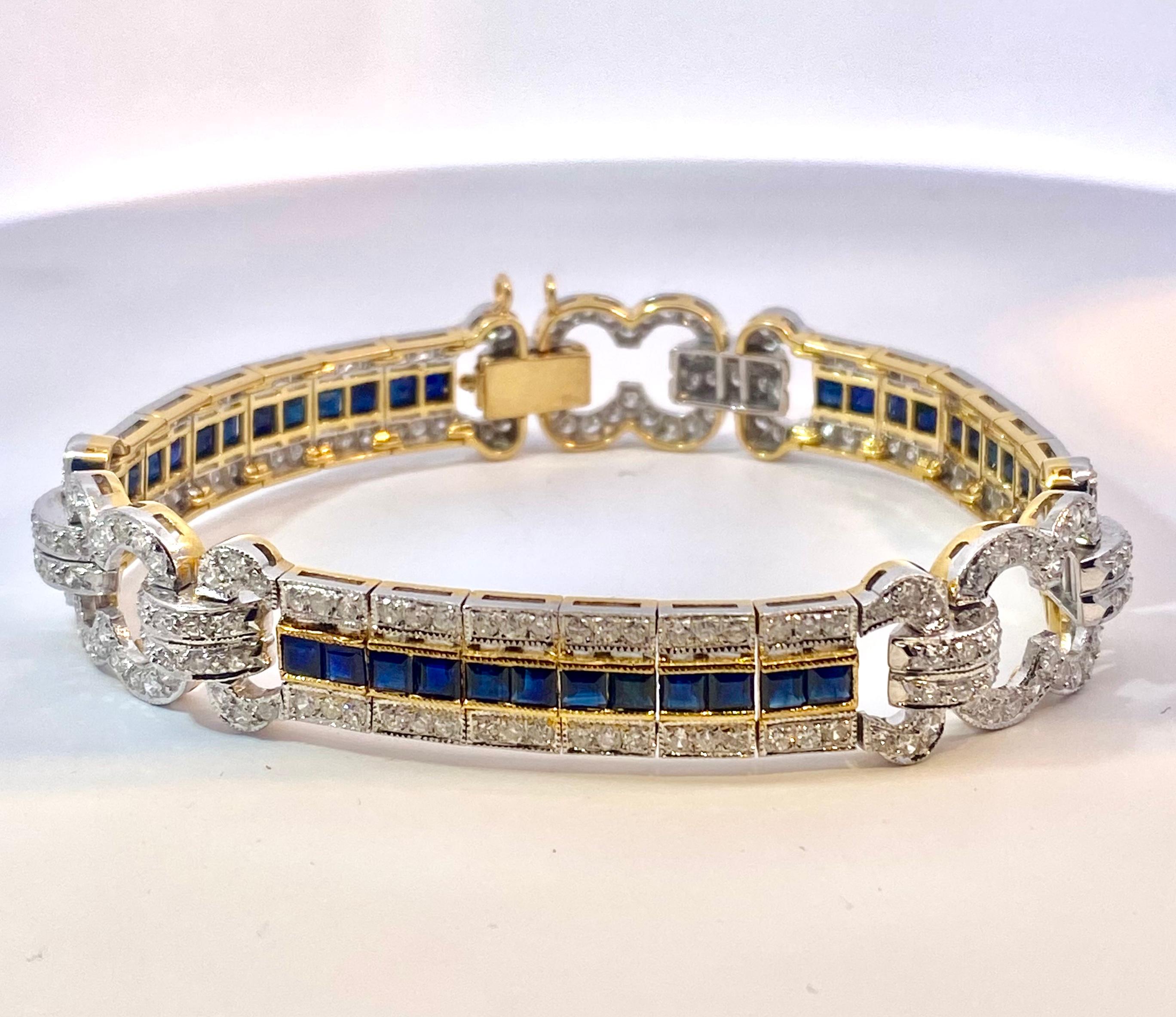 Saphir & Diamant-Armband  Damen im Angebot