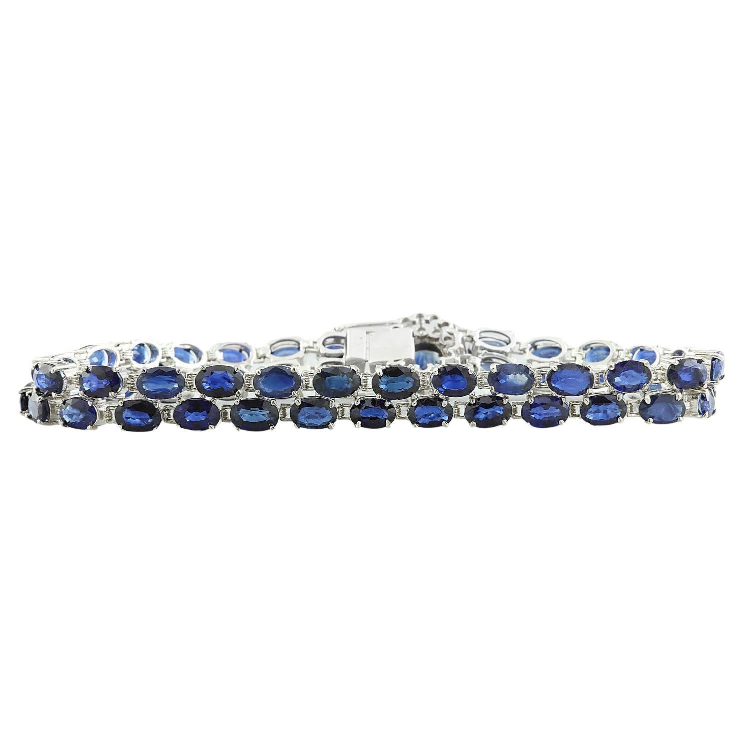 Sapphire Diamond Bracelet In 14 Karat White Gold For Sale