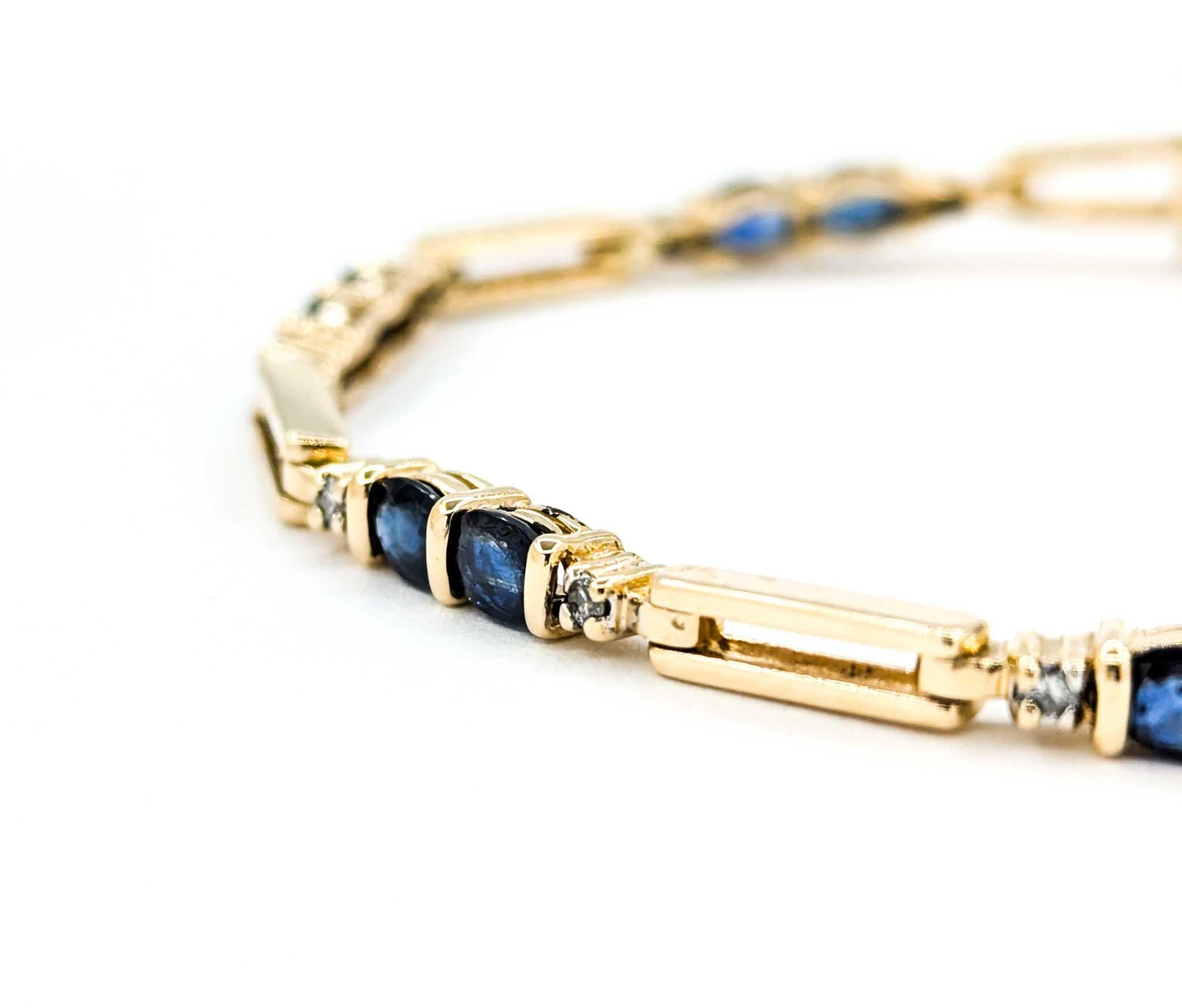 Sapphire & Diamond Bracelet in 14k Yellow Gold In Excellent Condition In Bloomington, MN