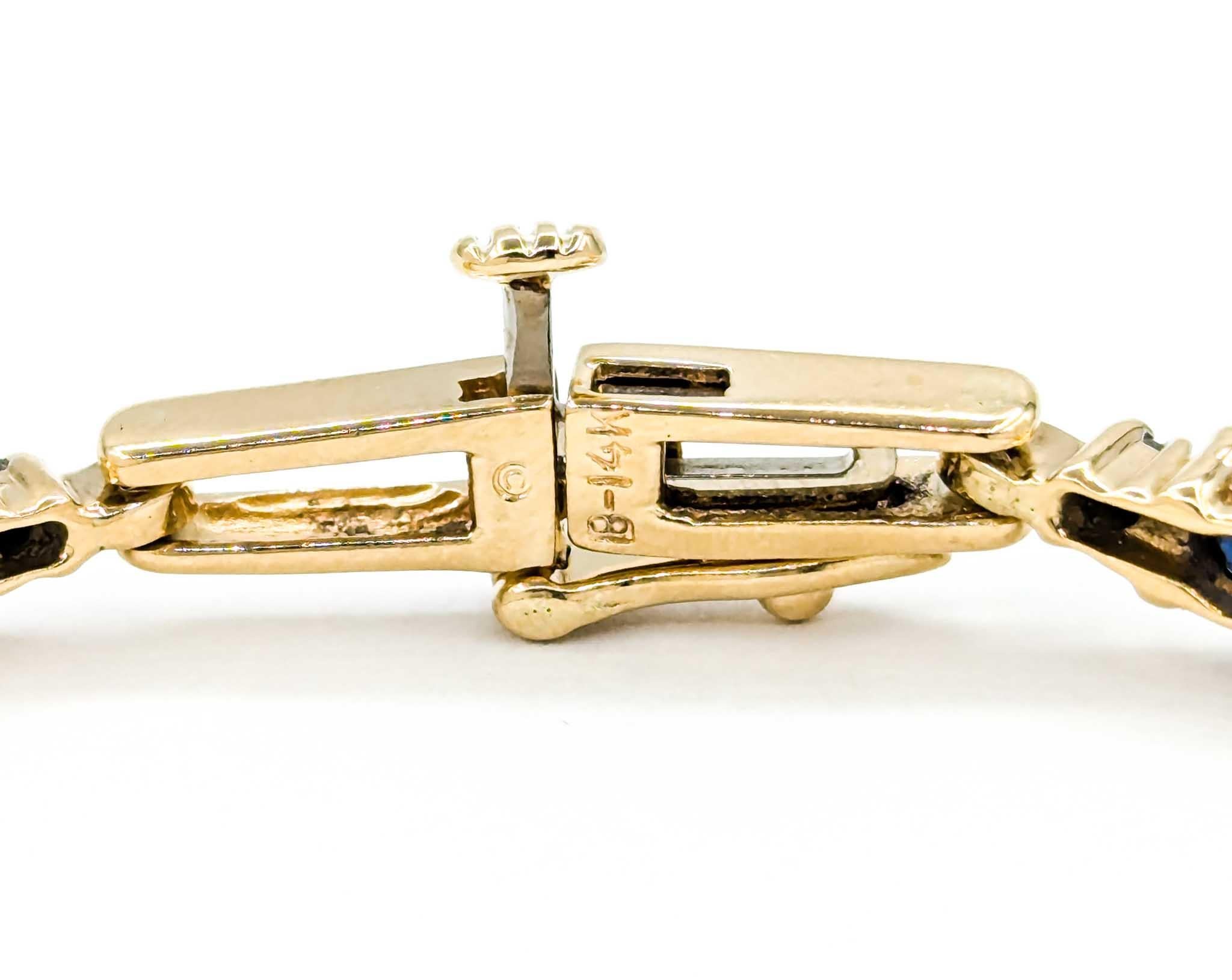 Sapphire & Diamond Bracelet in 14k Yellow Gold 1