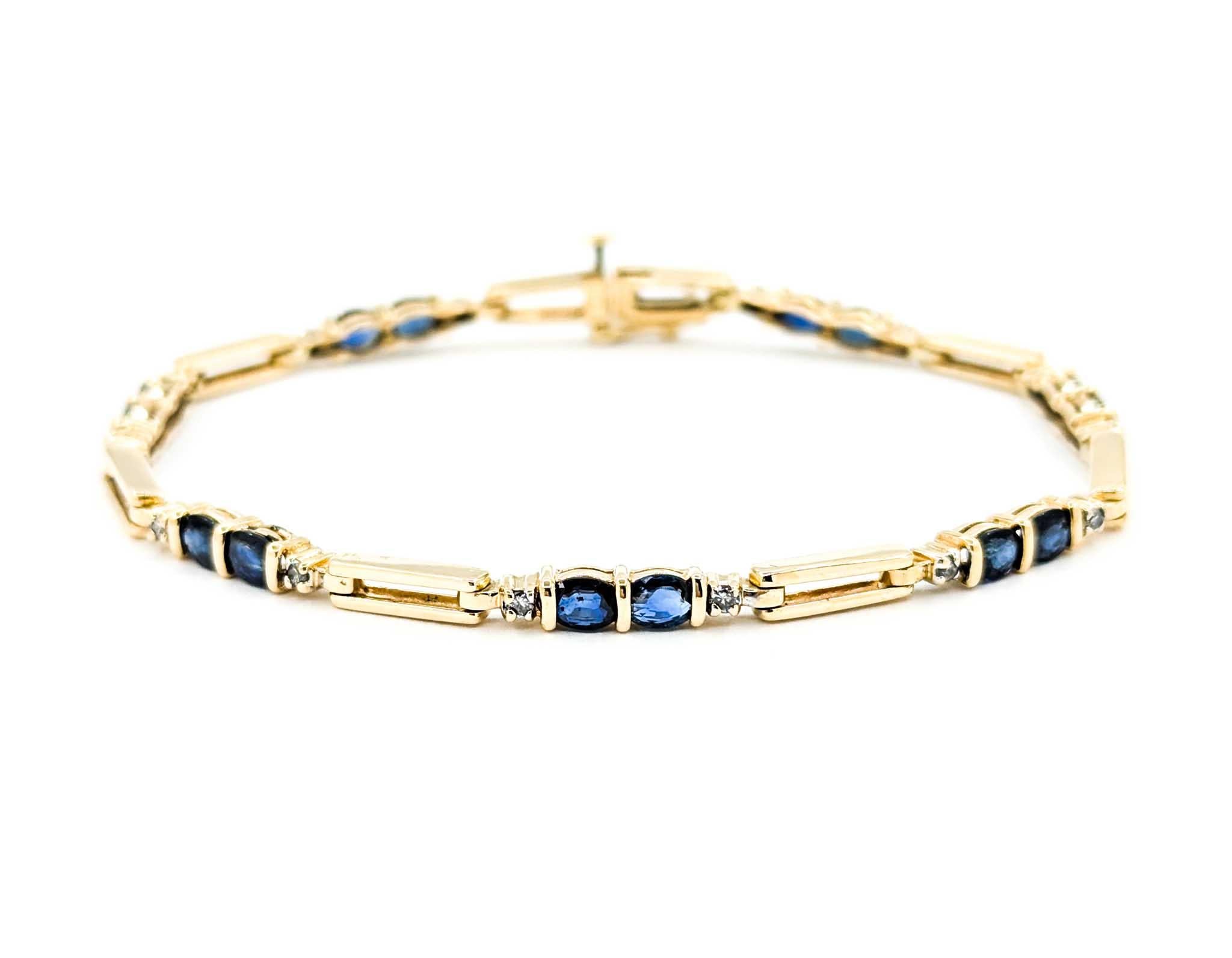 Sapphire & Diamond Bracelet in 14k Yellow Gold 2
