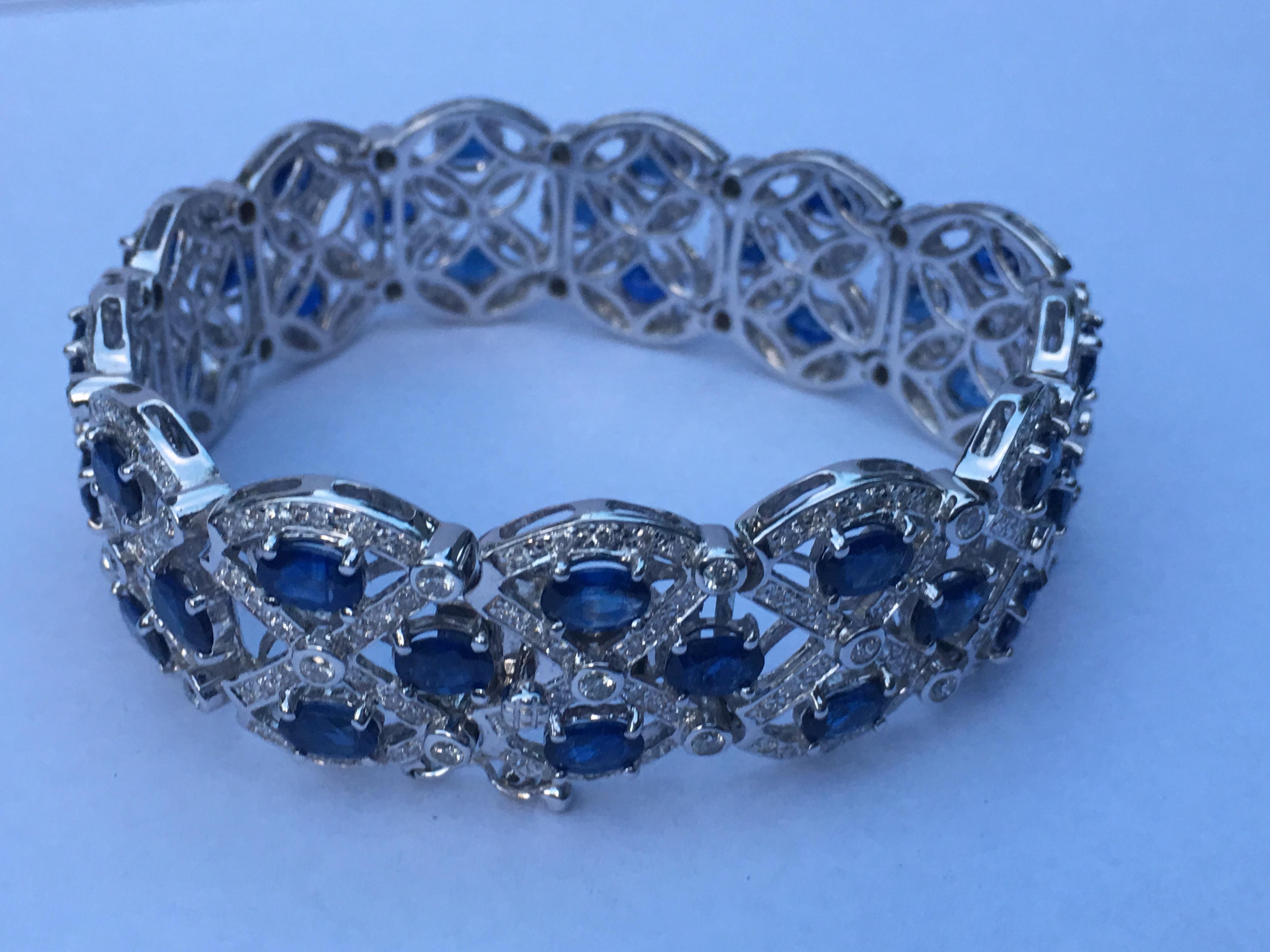 Sapphire Diamond Bracelet Set in 18 Karat White Gold 6