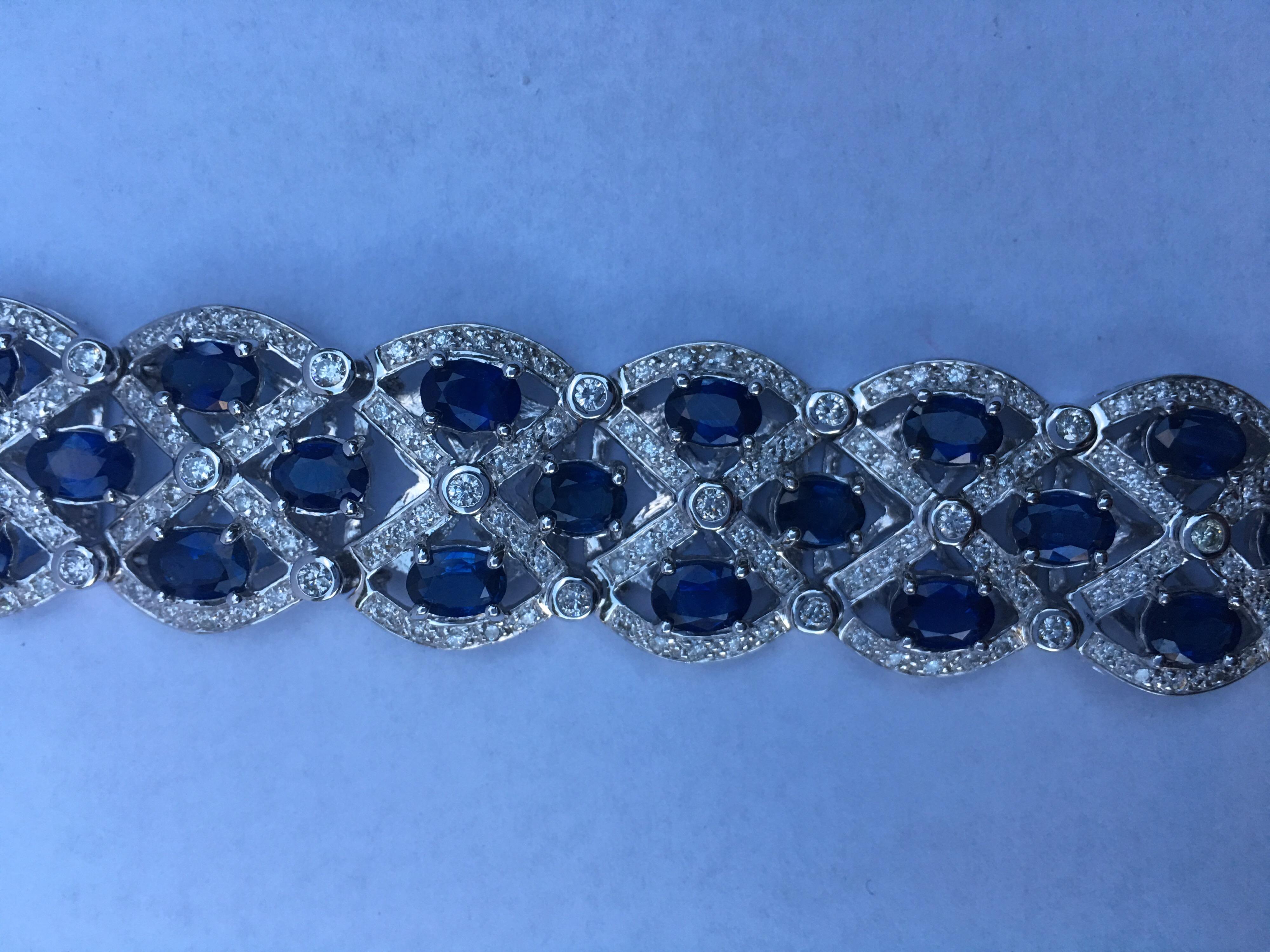 Sapphire Diamond Bracelet Set in 18 Karat White Gold 8
