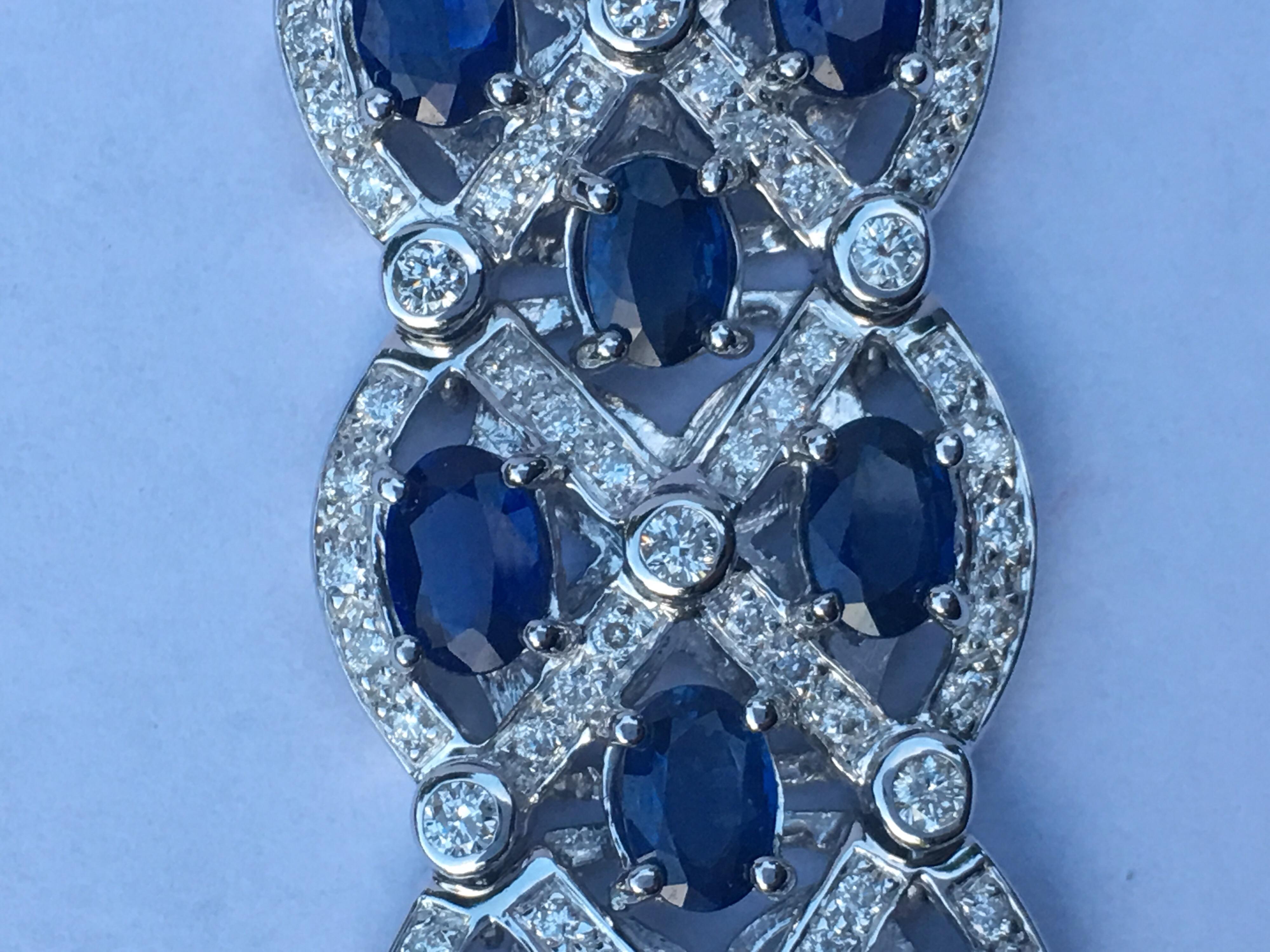 Sapphire Diamond Bracelet Set in 18 Karat White Gold 9