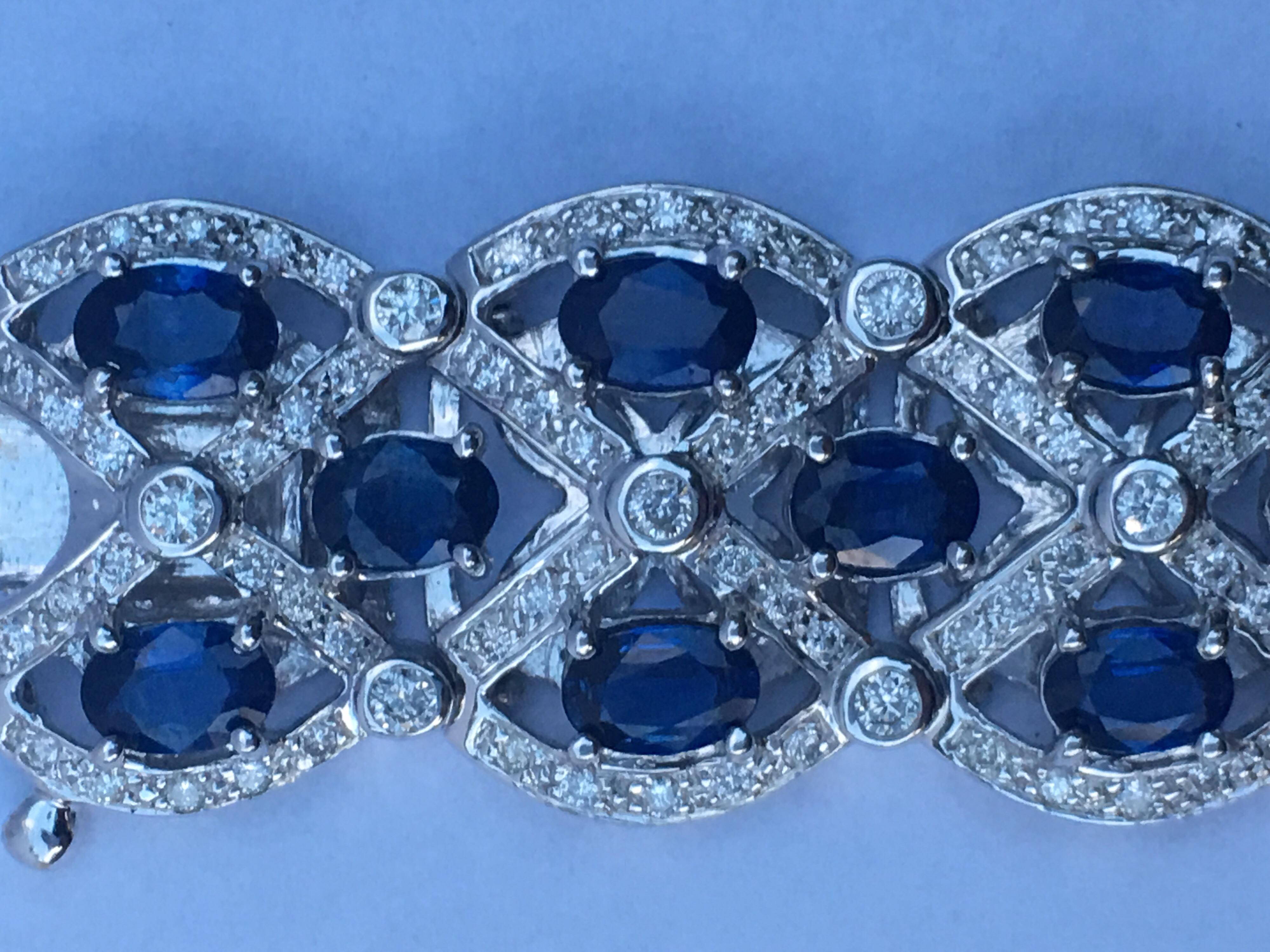Sapphire Diamond Bracelet Set in 18 Karat White Gold 10