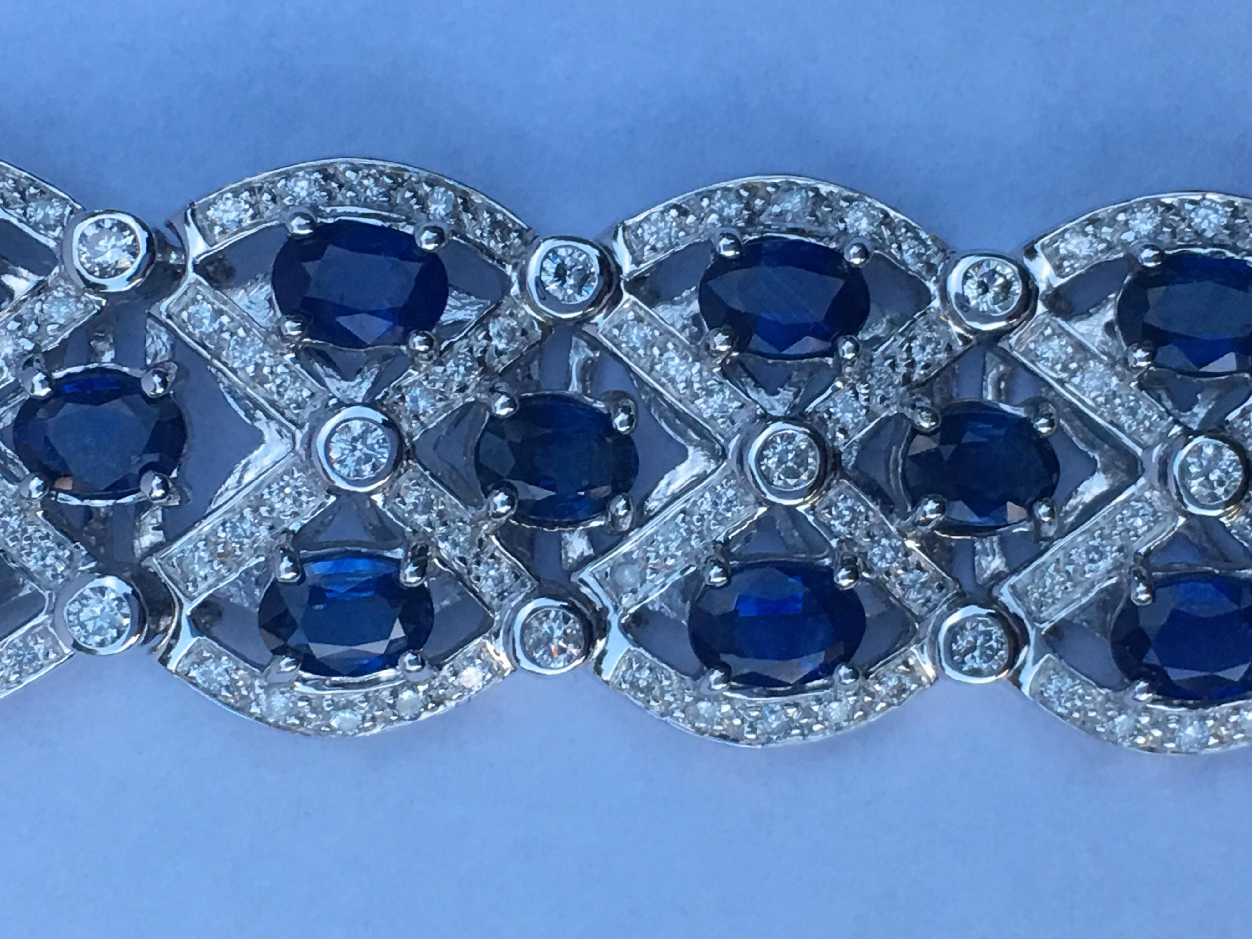 Sapphire Diamond Bracelet Set in 18 Karat White Gold 11
