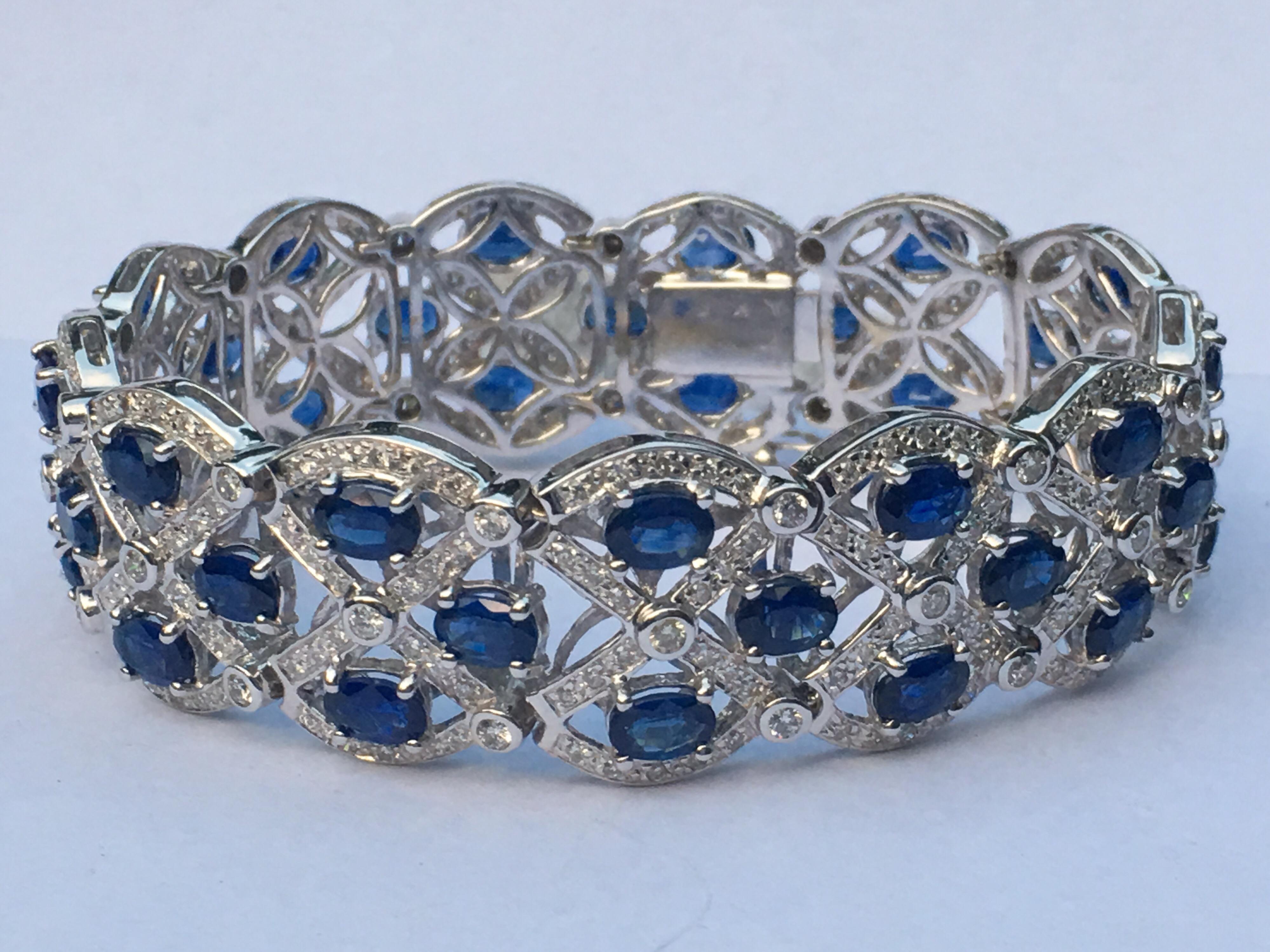Sapphire Diamond Bracelet Set in 18 Karat White Gold 14