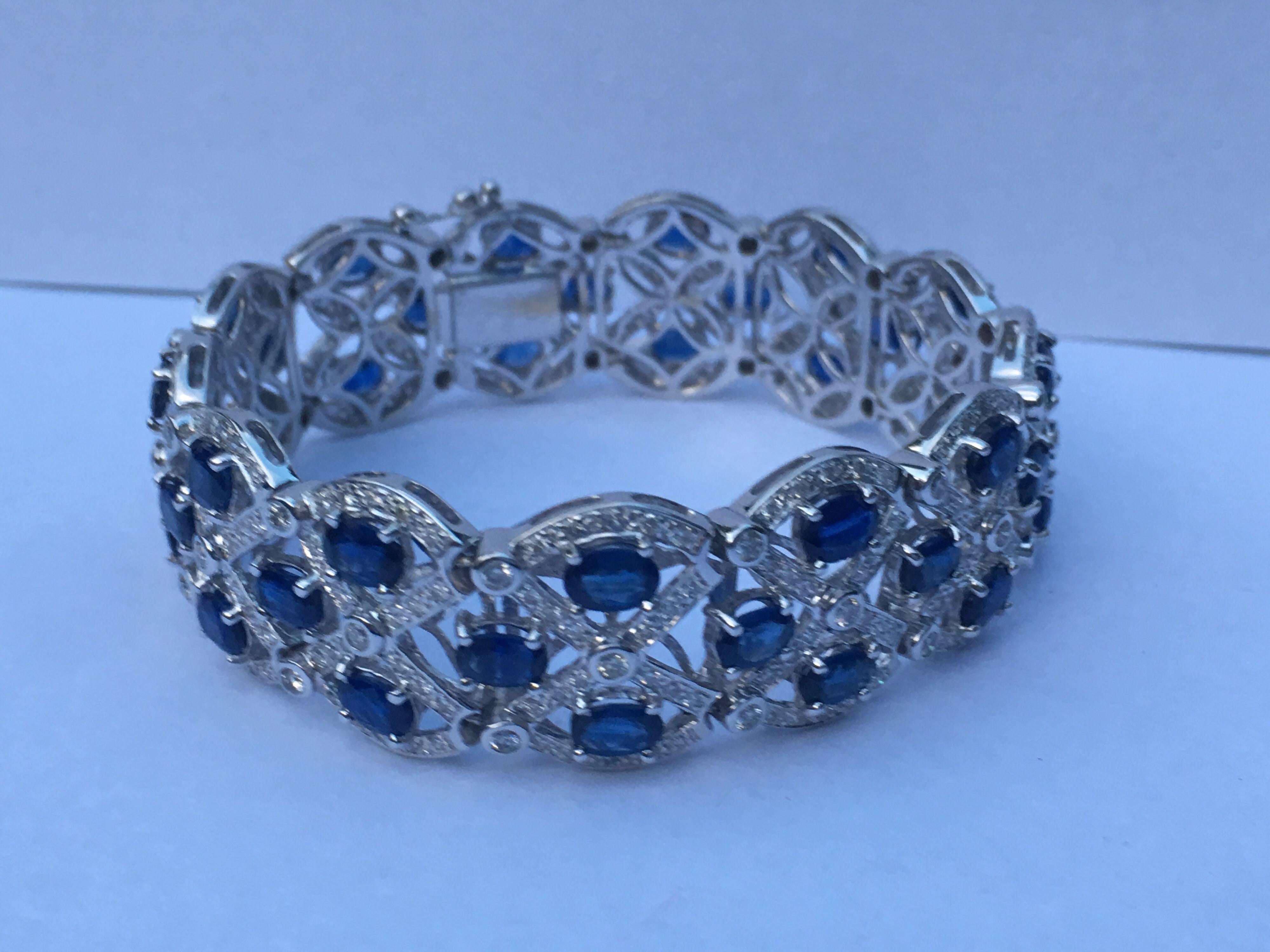 Sapphire Diamond Bracelet Set in 18 Karat White Gold 2