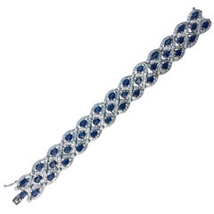 Sapphire Diamond Bracelet Set in 18 Karat White Gold