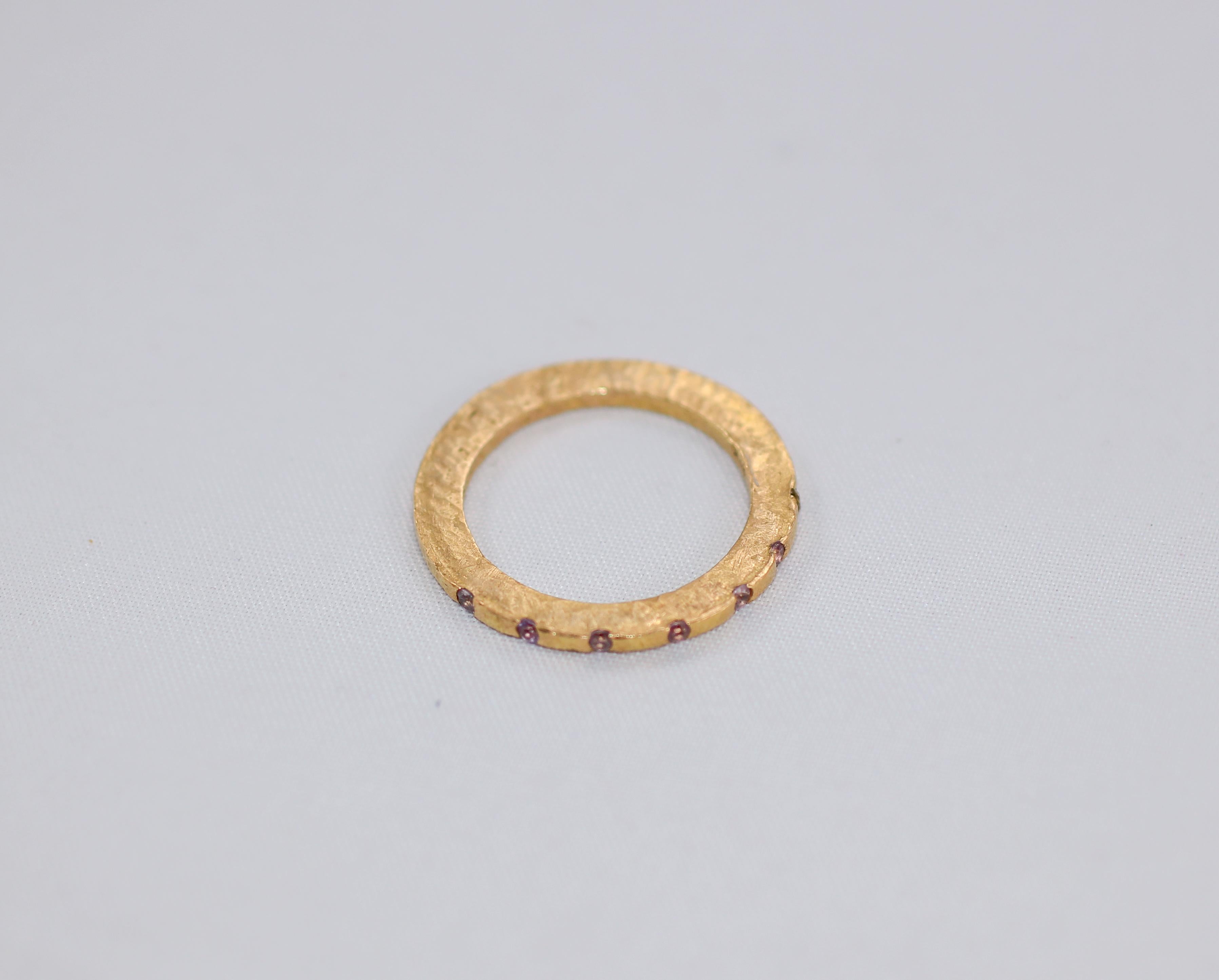 Braut-Ehering mit Saphir und Diamant aus 18 Karat, 22 Karat Goldband Stack #6 für Damen oder Herren im Angebot